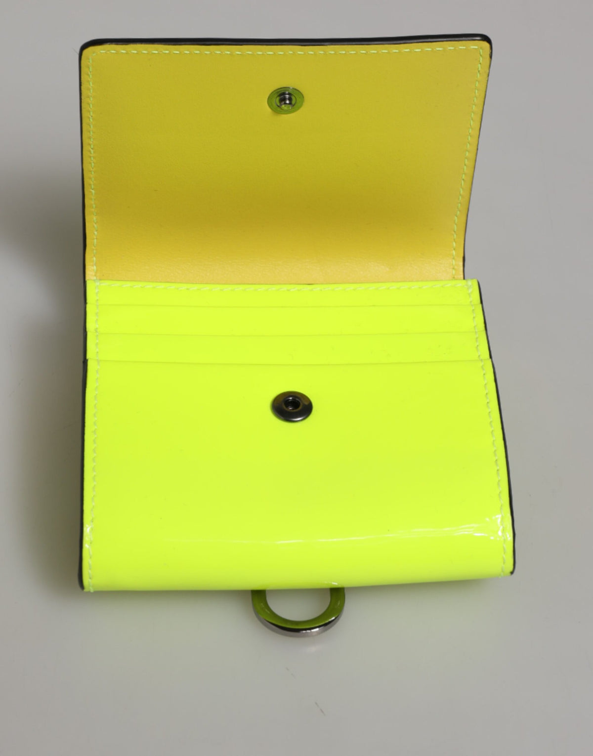 Dolce & Gabbana Yellow Green Bifold DG Logo Neck Strap Cardholder Men's Wallet