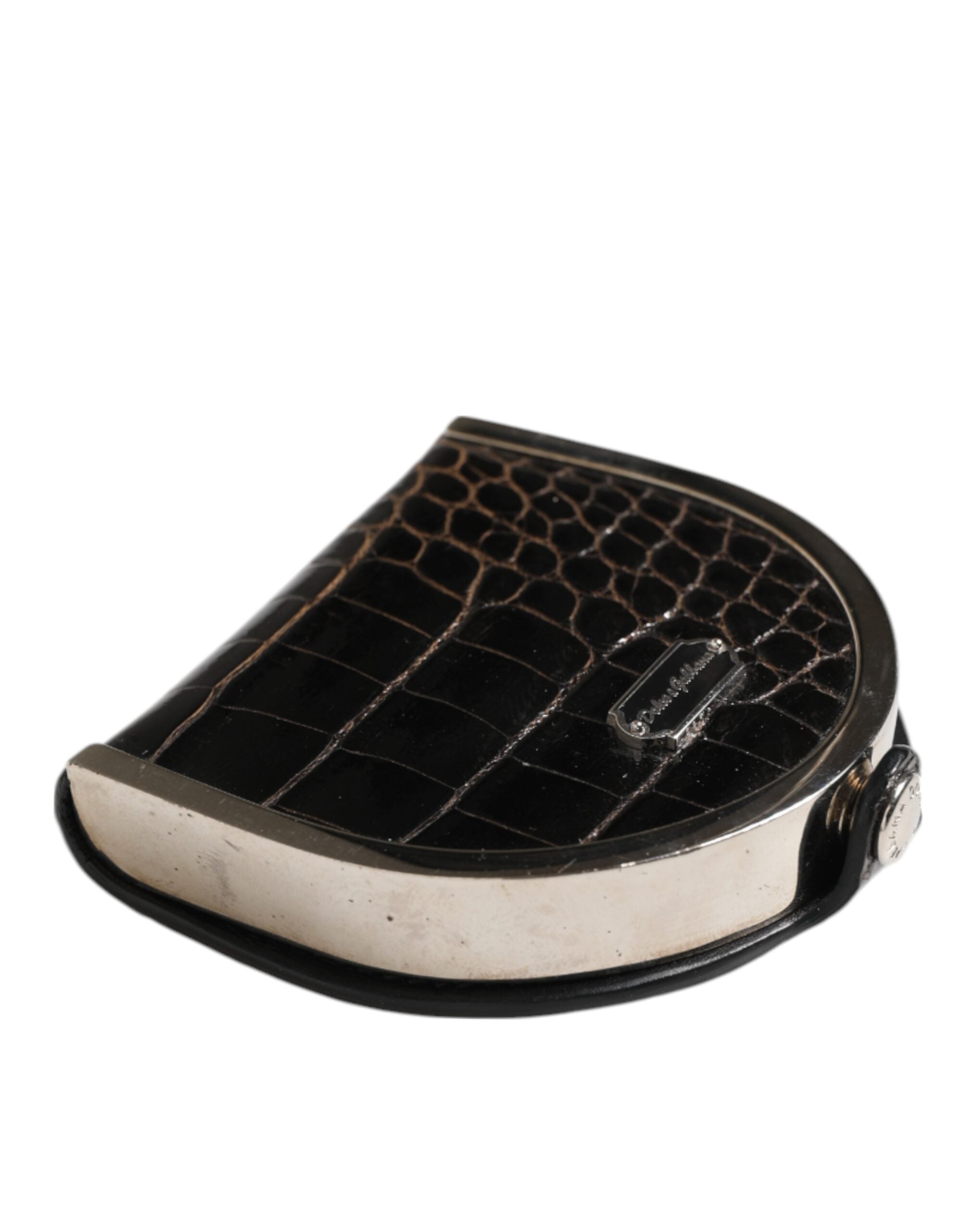 Dolce & Gabbana Black Polished Crocodile Leather Mens Coin Purse Men's Wallet