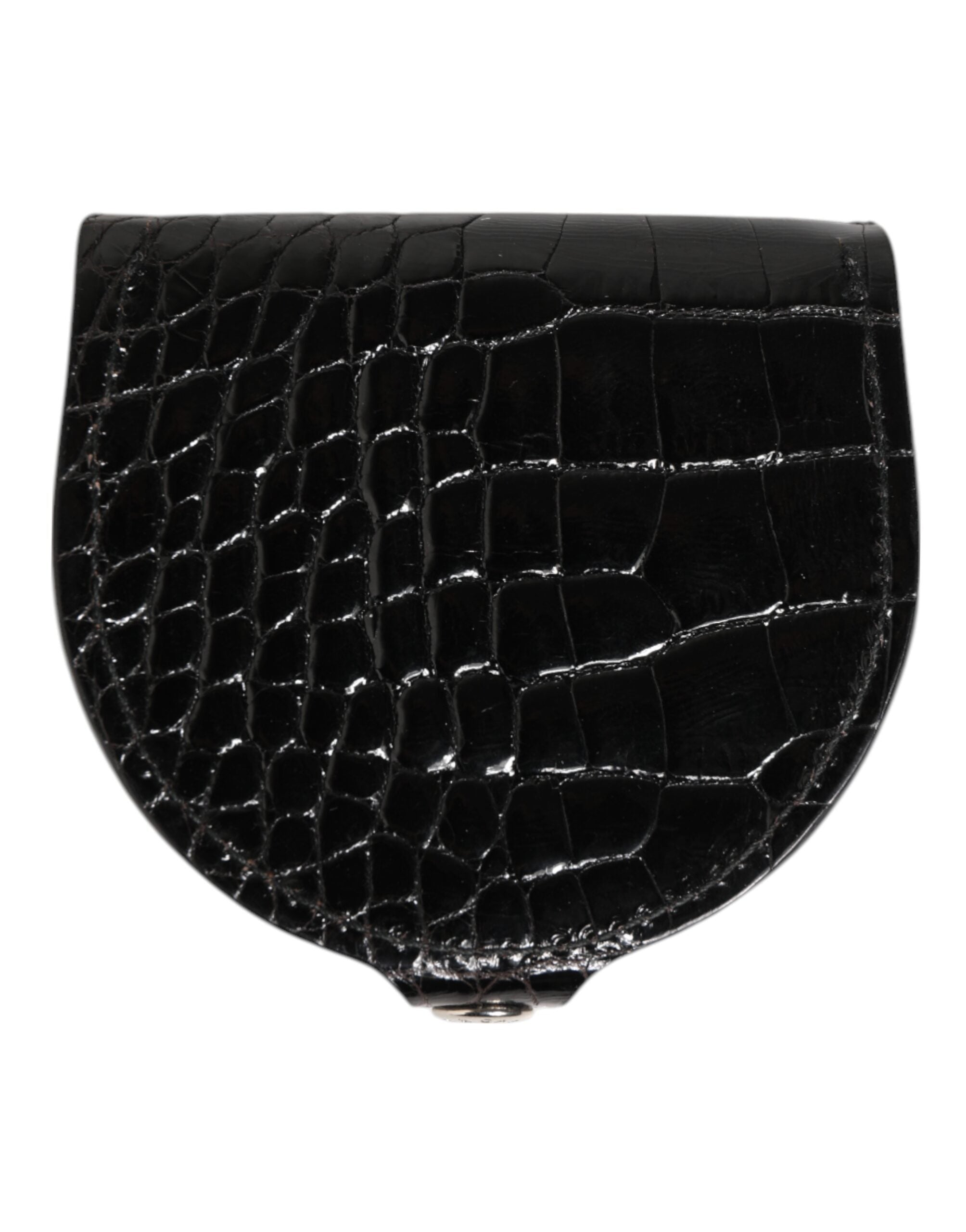 Dolce & Gabbana Black Polished Crocodile Leather Mens Coin Purse Men's Wallet