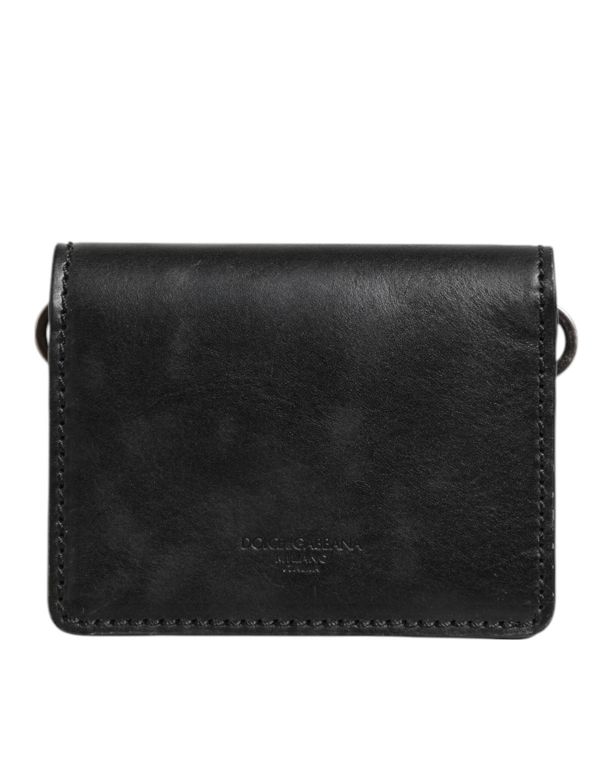Dolce & Gabbana Black Leather Bifold Card Holder Mens Coin Purse Key Clip Men's Wallet (Pre-Owned)