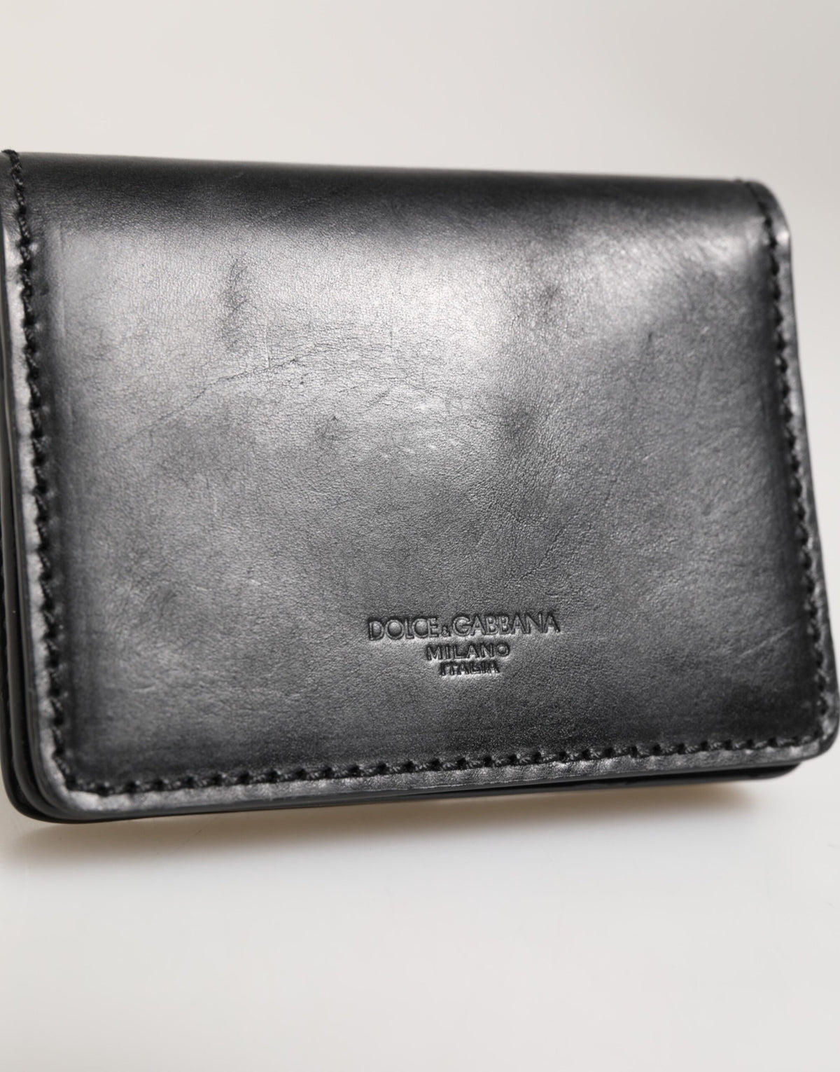 Dolce & Gabbana Black Leather Bifold Card Holder Mens Coin Purse Key Clip Men's Wallet (Pre-Owned)