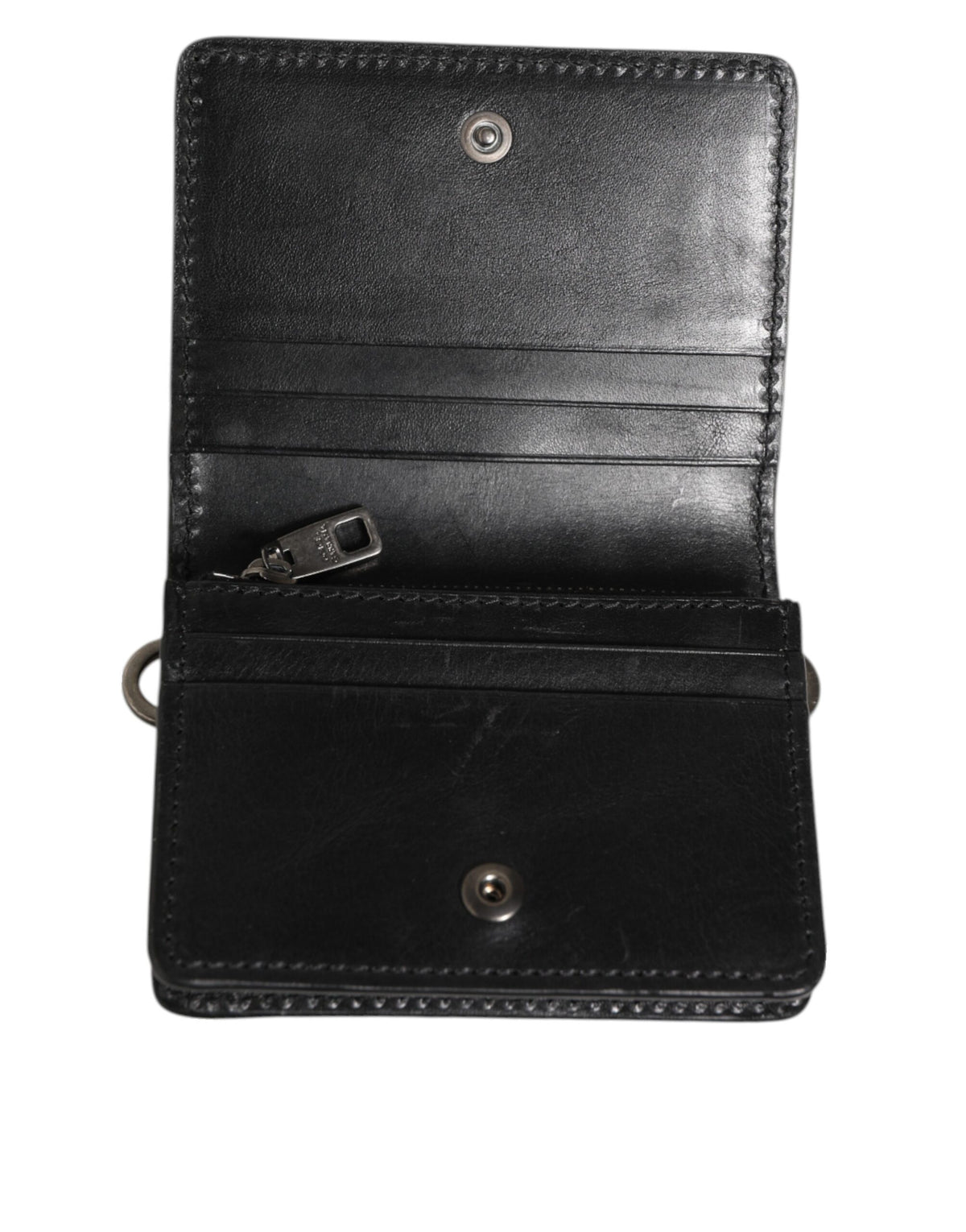 Dolce & Gabbana Black Leather Bifold Card Holder Mens Coin Purse Key Clip Men's Wallet (Pre-Owned)