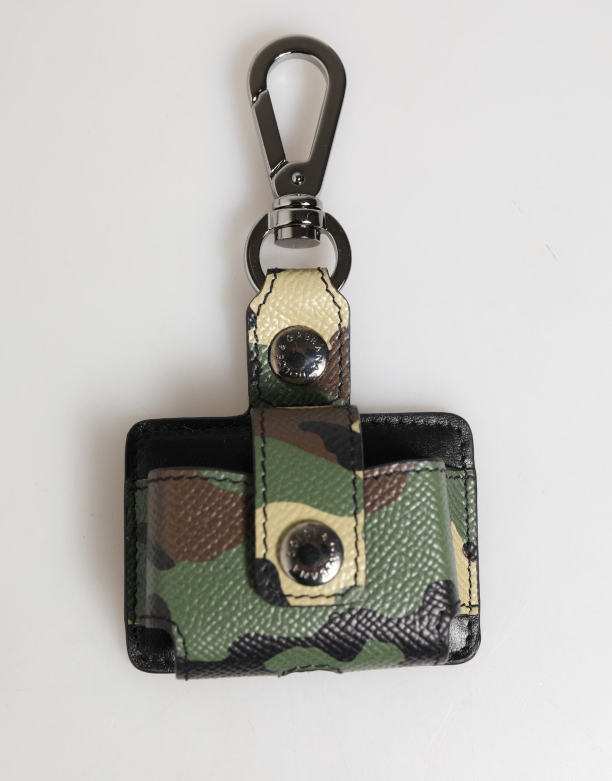 Dolce & Gabbana Multicolor Camouflage Leather Metal Accessory Airpods Men's Case