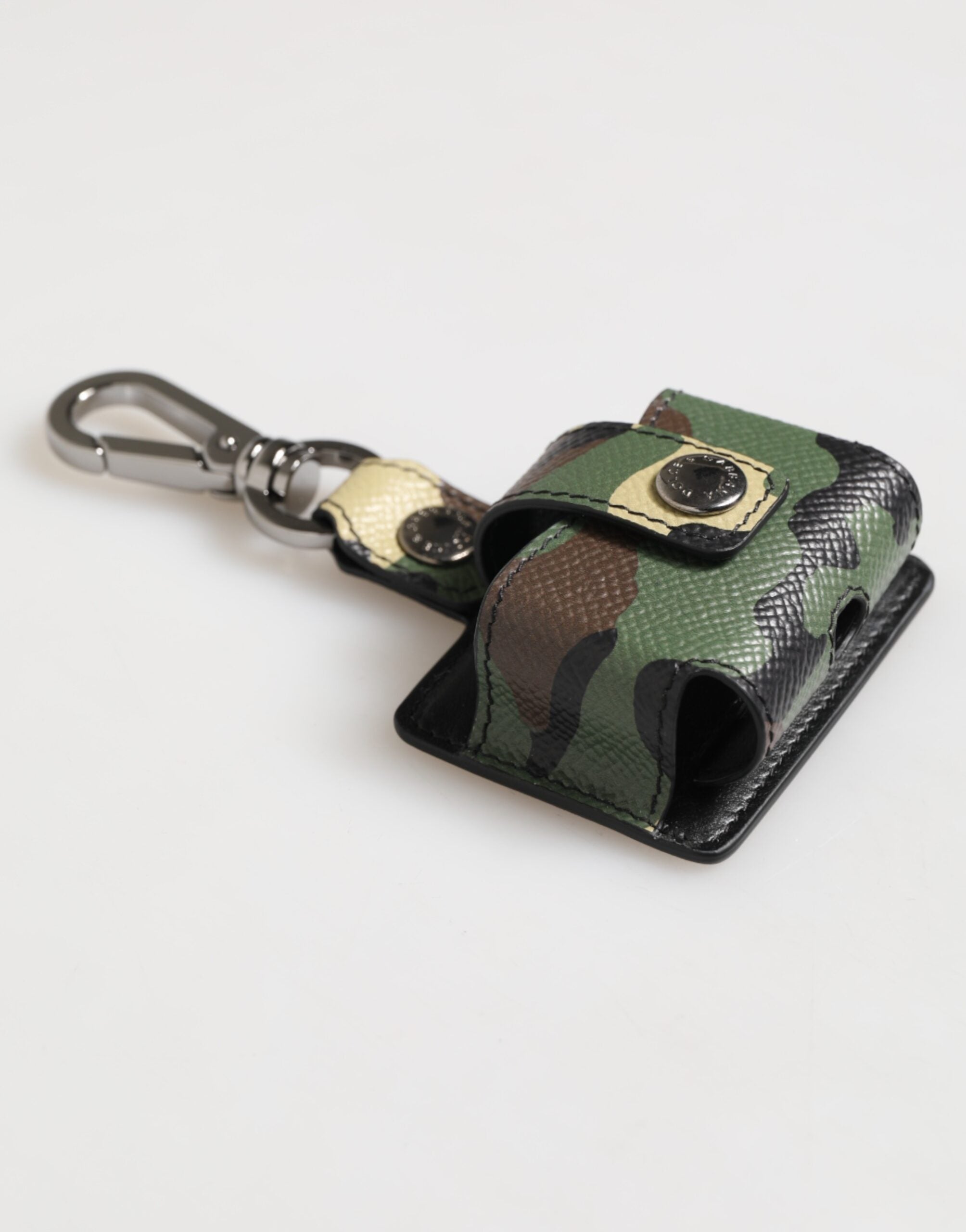 Dolce & Gabbana Multicolor Camouflage Leather Metal Accessory Airpods Men's Case