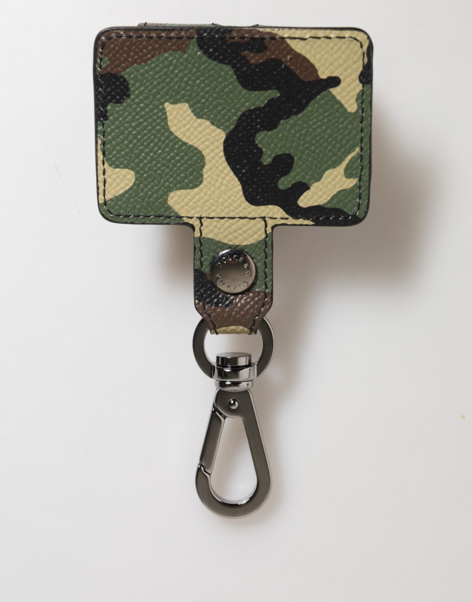 Dolce & Gabbana Multicolor Camouflage Leather Metal Accessory Airpods Men's Case