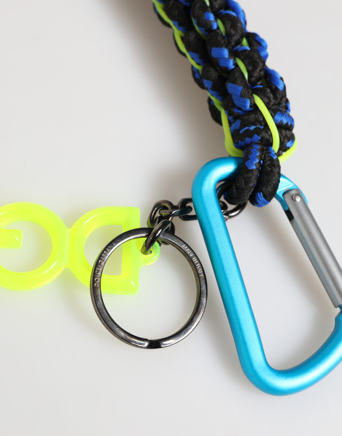 Dolce & Gabbana Multicolor Polyester Tape String DG Logo Keychain Men's Keyring