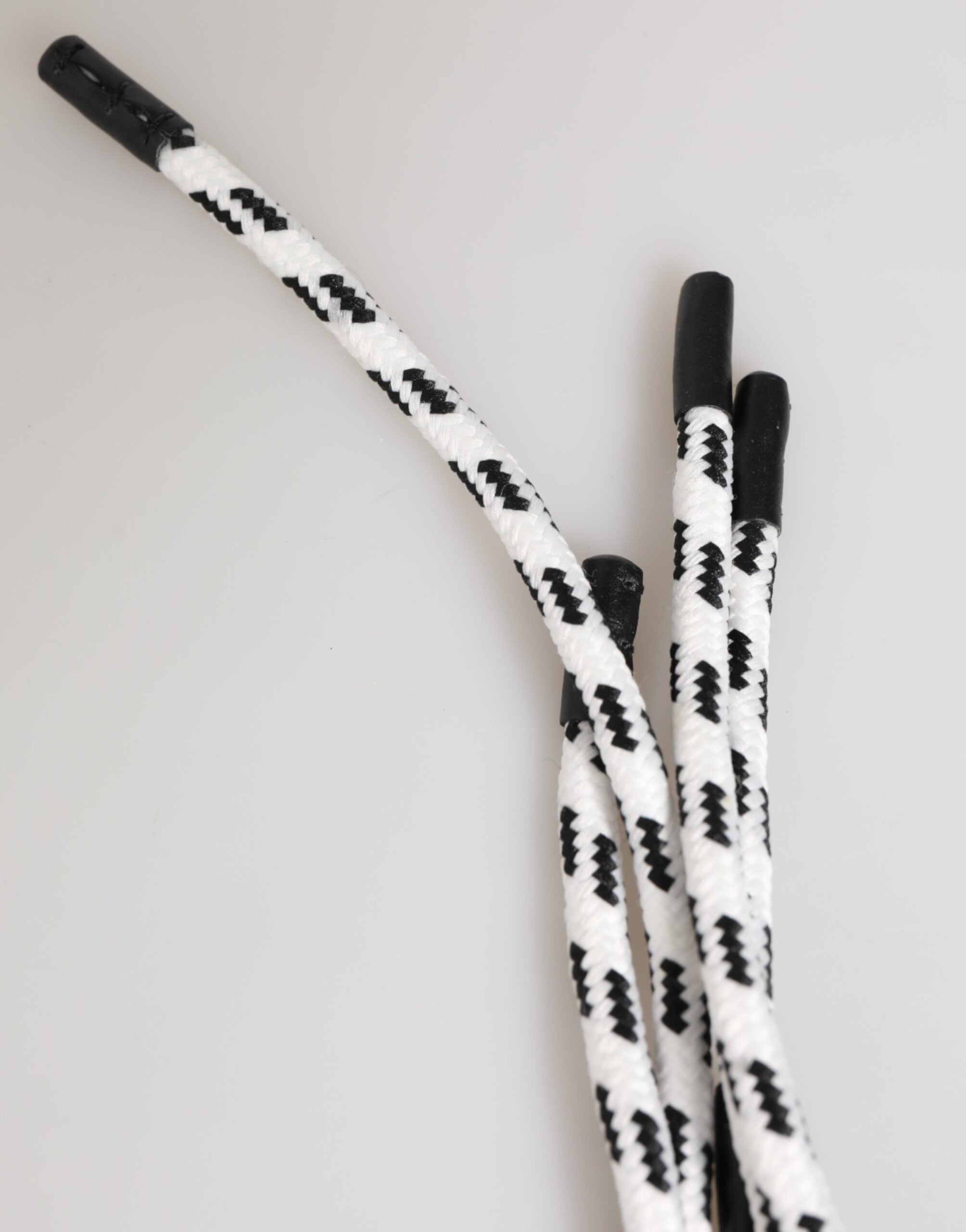 Dolce & Gabbana Black White Polyester Tape String DG Logo Keychain Men's Keyring