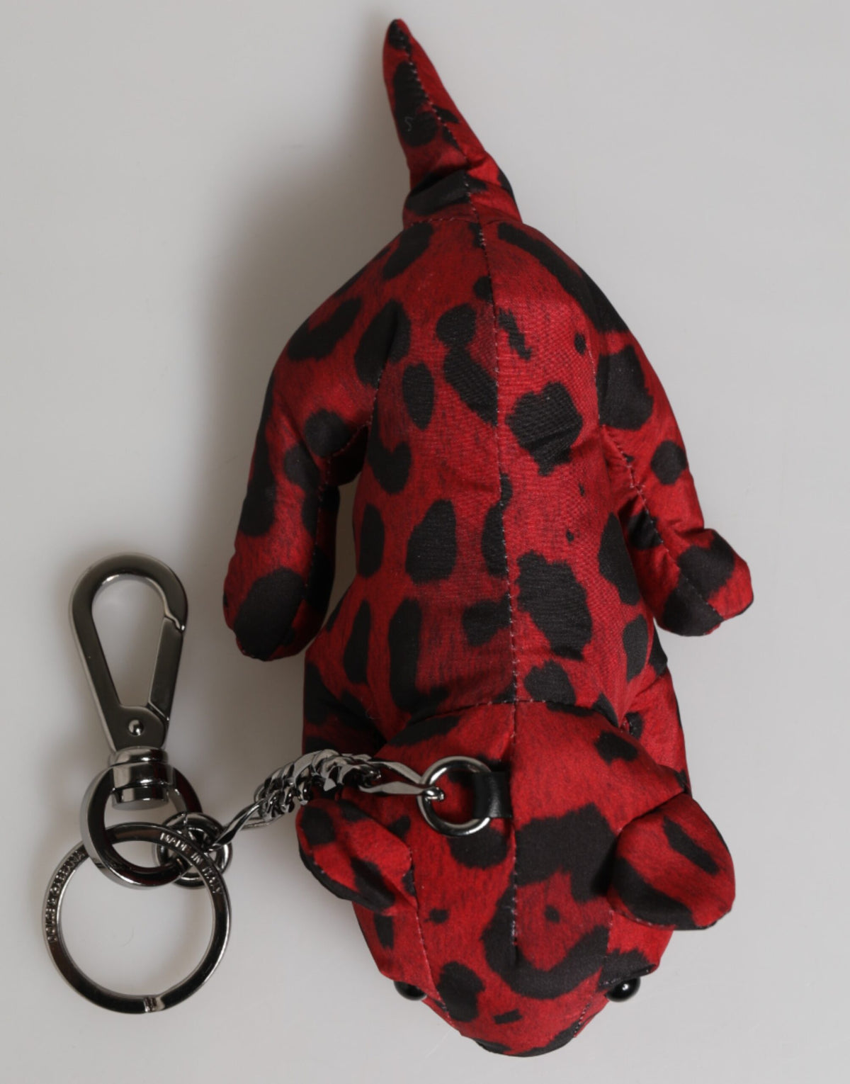 Dolce & Gabbana Red Black Polyester Animal Silhouette Bag Keychain Men's Keyring