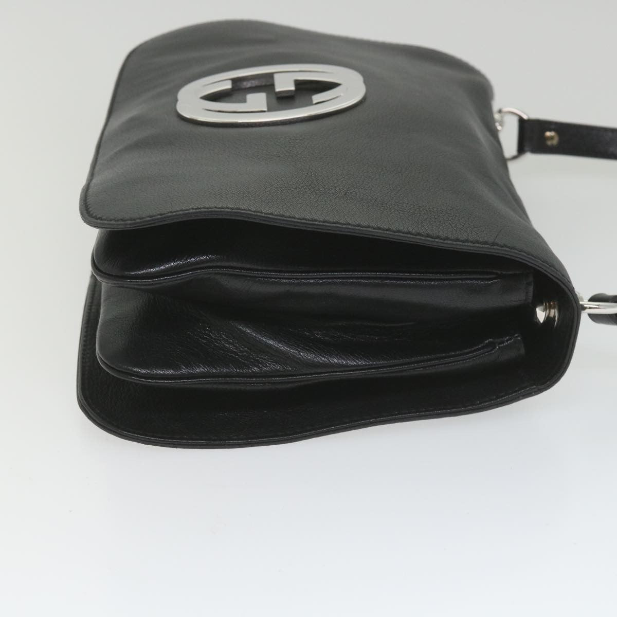 Gucci Blondie Flap Leather Black Leather Shoulder Bag Bag (Pre-Owned)