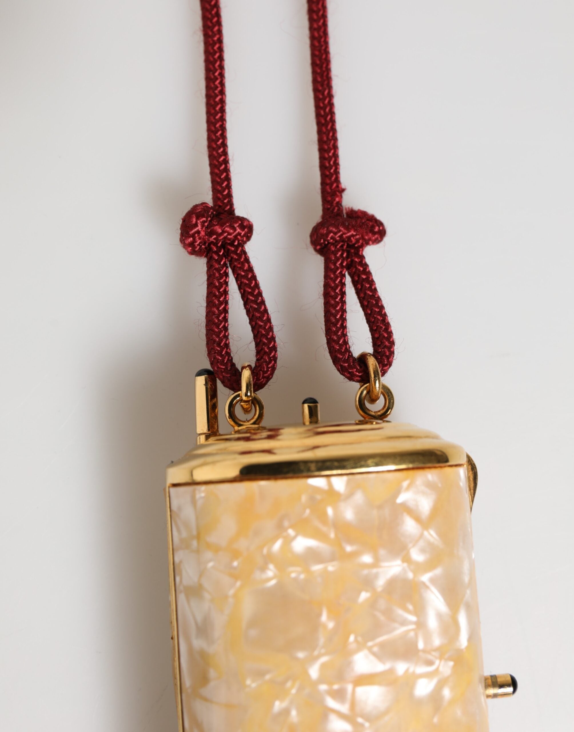 Dolce & Gabbana White Resin Gold Metal Crossbody Mini Purse Tassel Women's Bag (Pre-Owned)