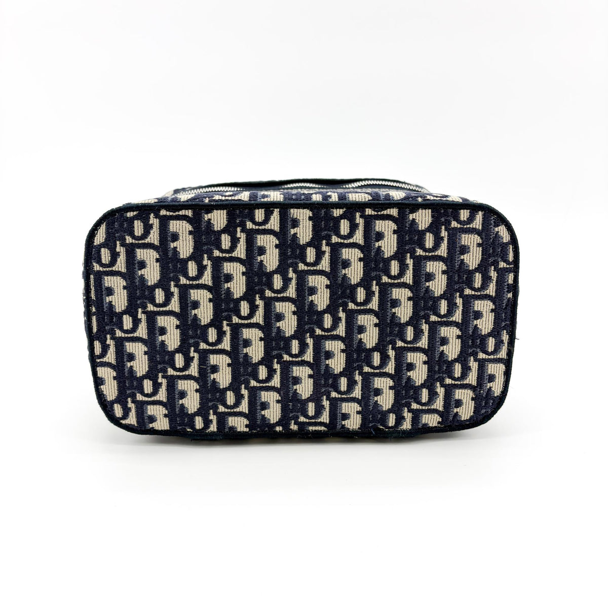 Christian Dior Diortravel Vanity Case Oblique Canvas Navy Canvas Handbag (Pre-Owned)