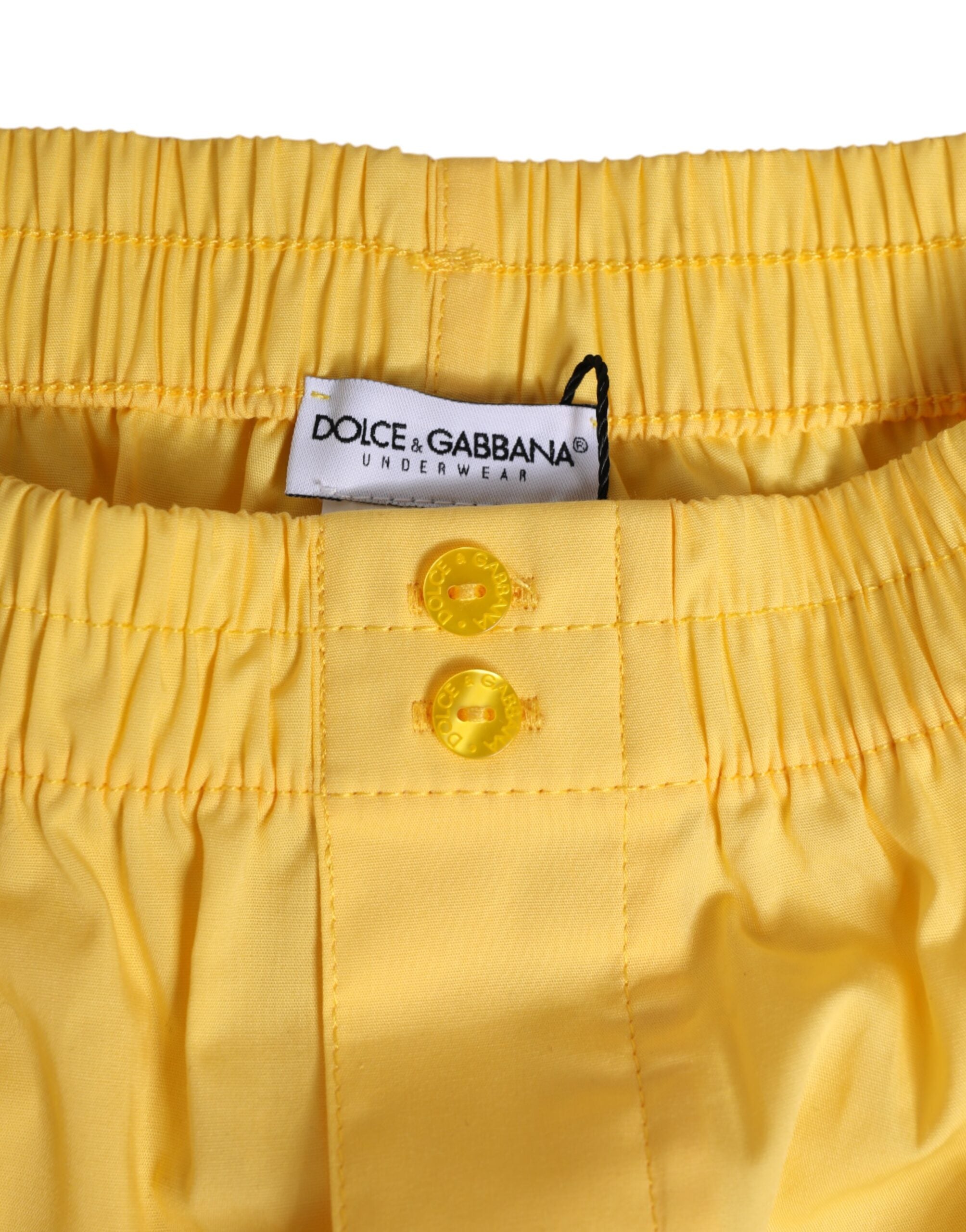 Dolce & Gabbana Yellow Cotton Elastic Waistband Short Men's Swimwear