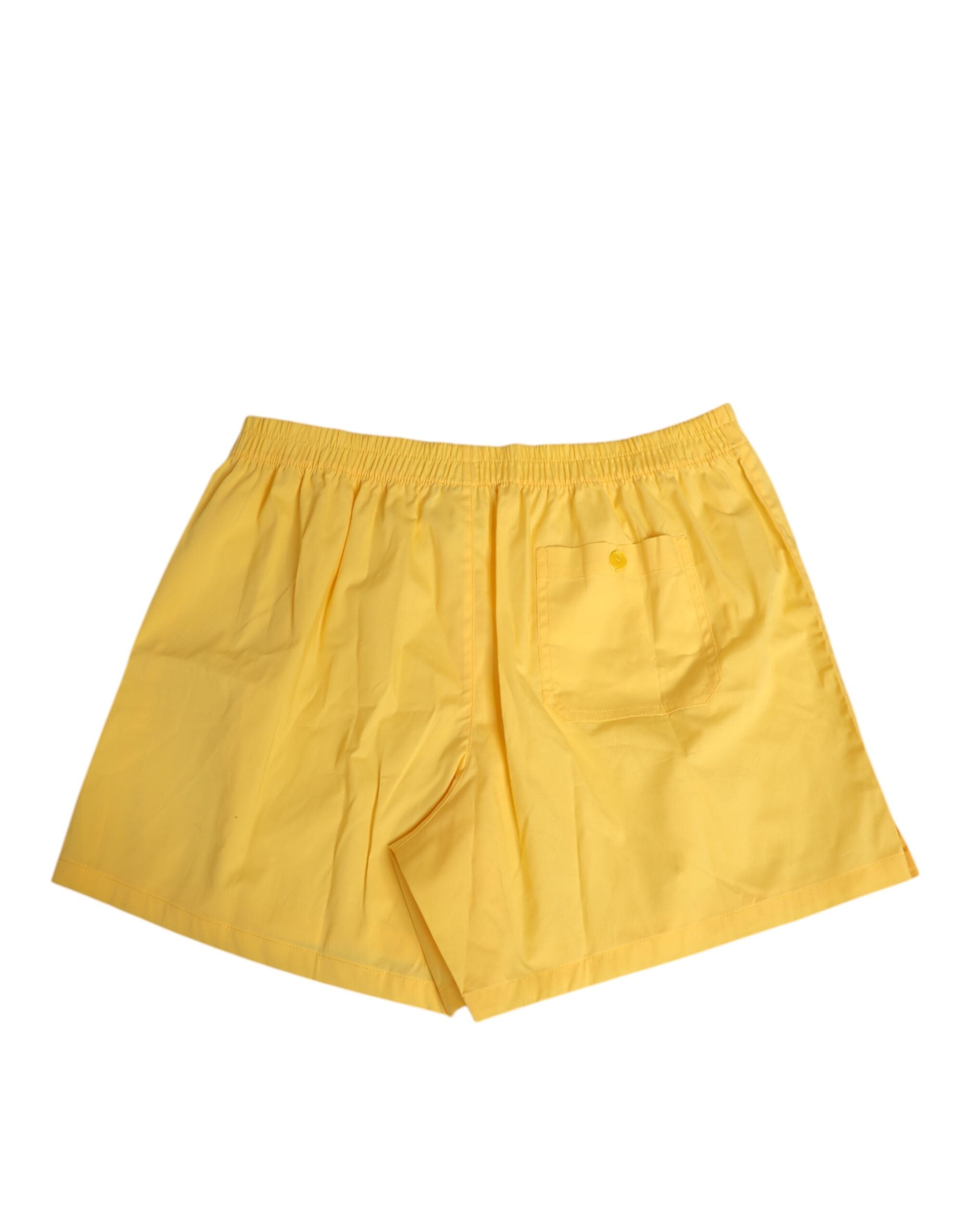 Dolce & Gabbana Yellow Cotton Elastic Waistband Short Men's Swimwear
