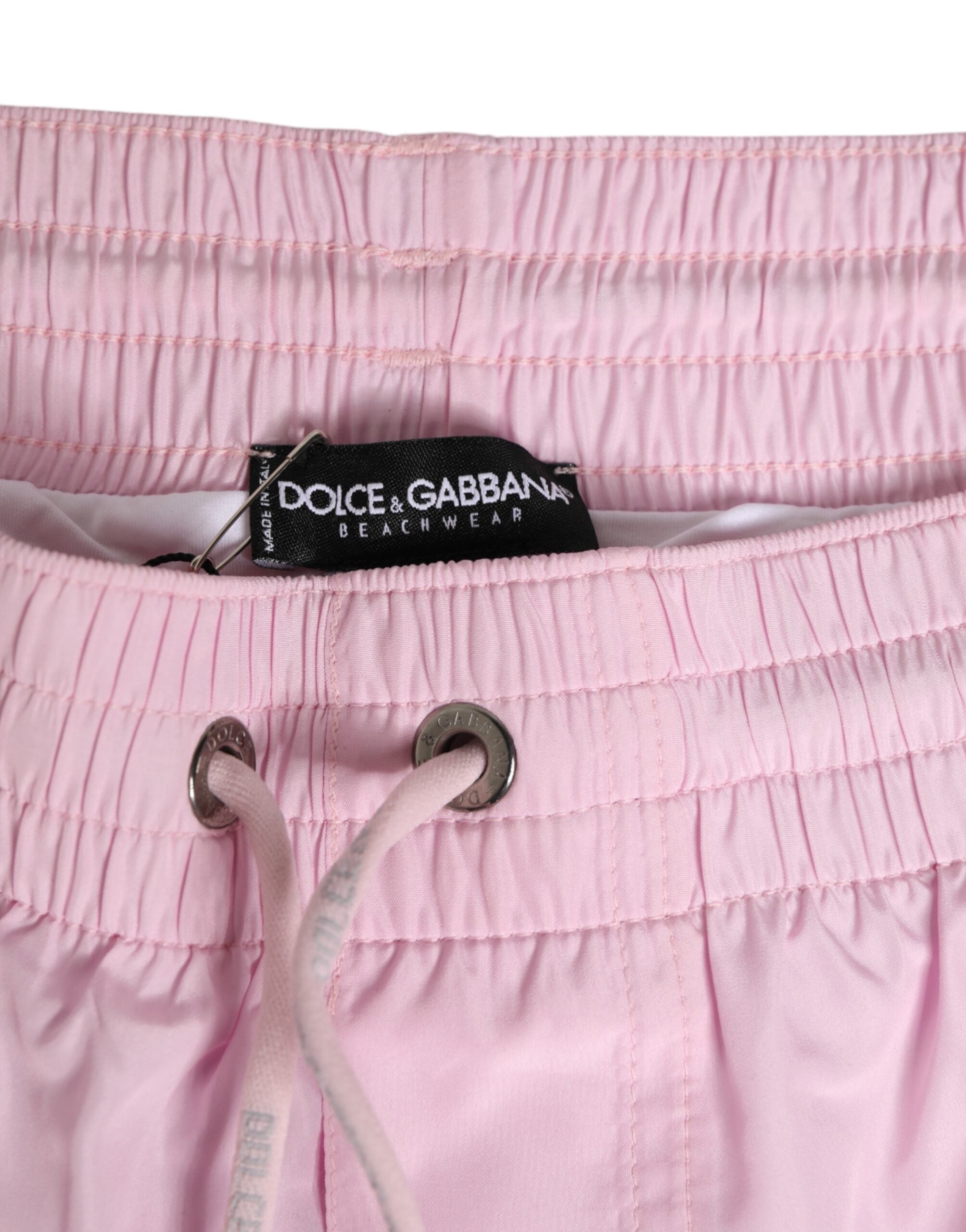 Dolce & Gabbana Pink Nylon Logo Side Stripe Beachwear Men Men's Swimwear