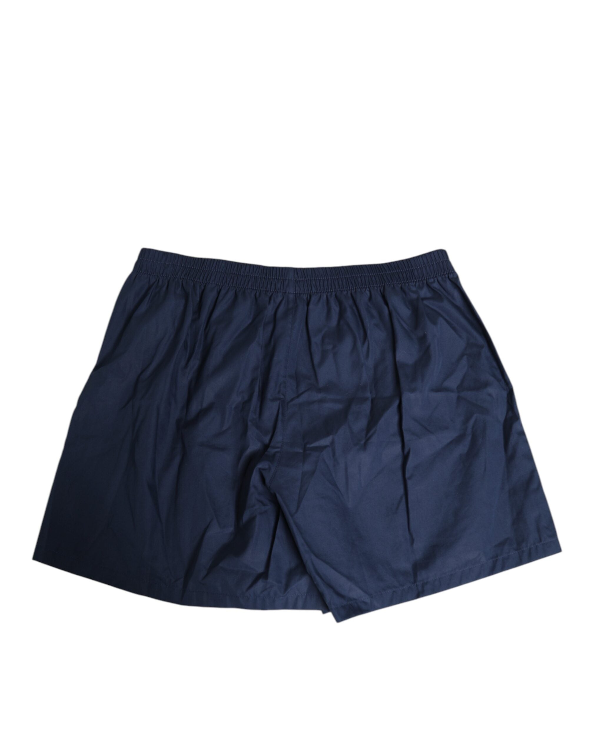 Dolce & Gabbana Navy Blue Cotton Elastic Waistband Button Men's Swimwear