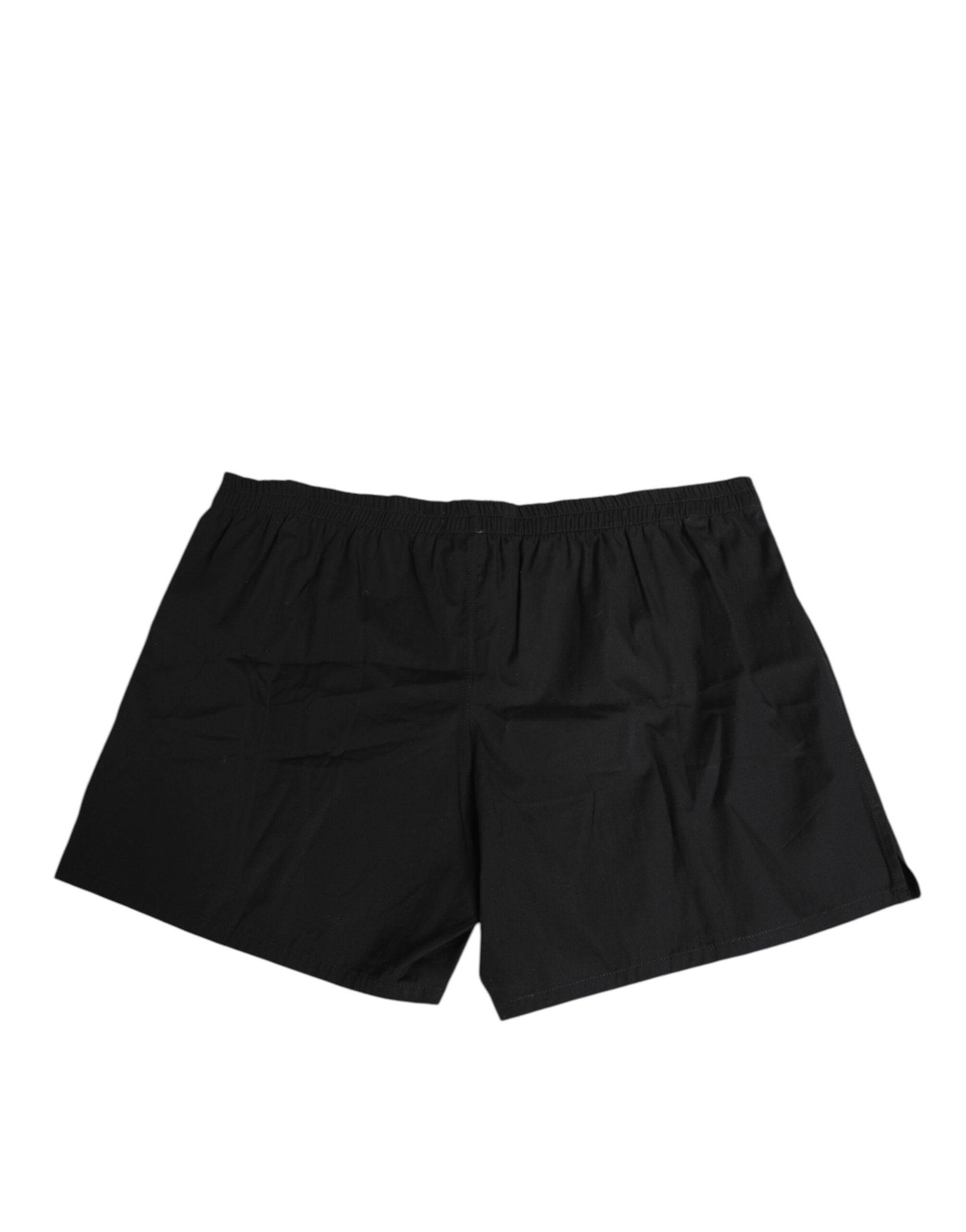 Dolce & Gabbana Black Cotton Elastic Waistband Button Men's Swimwear