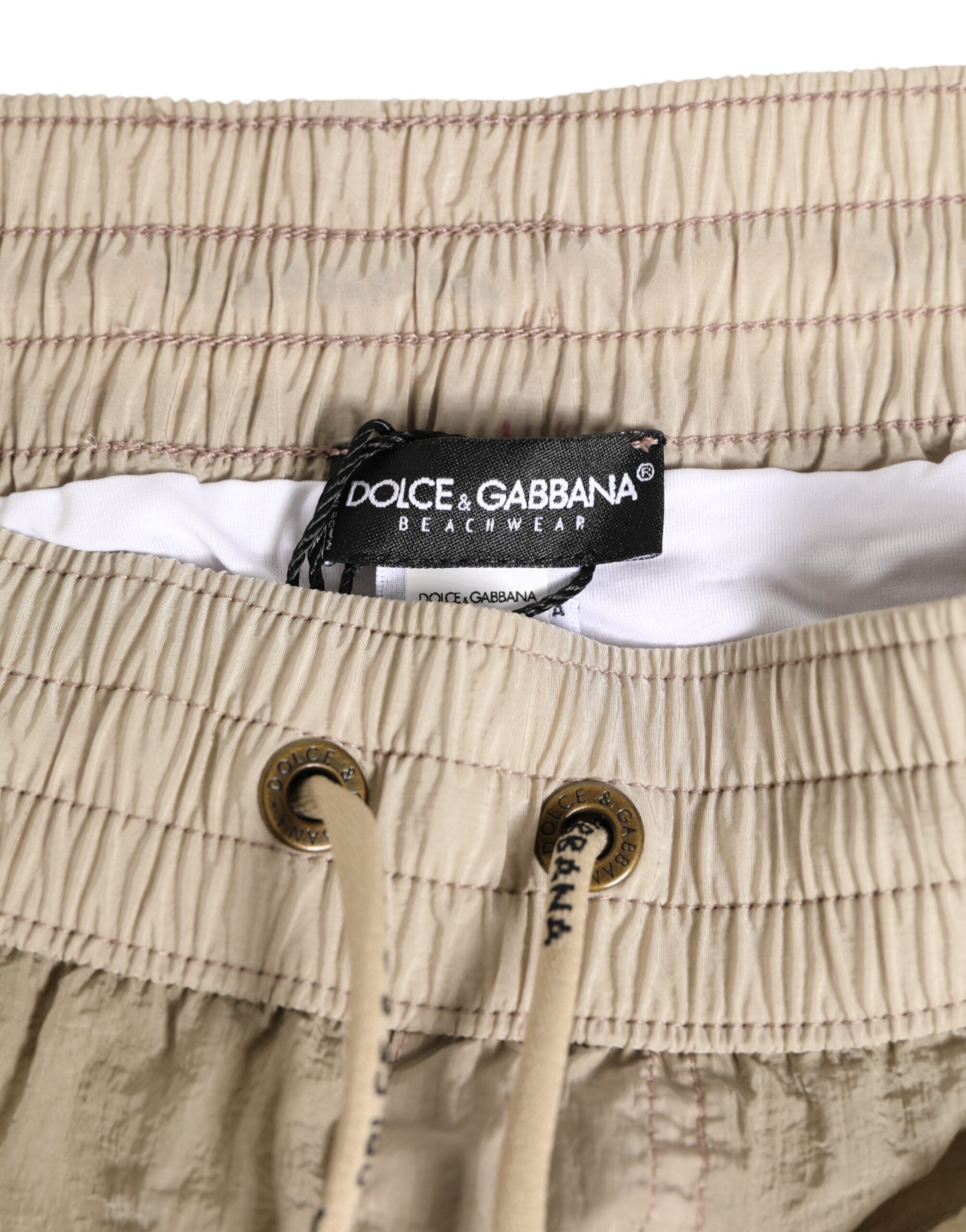 Dolce & Gabbana Beige Nylon Beachwear Men Boxer Short Men's Swimwear