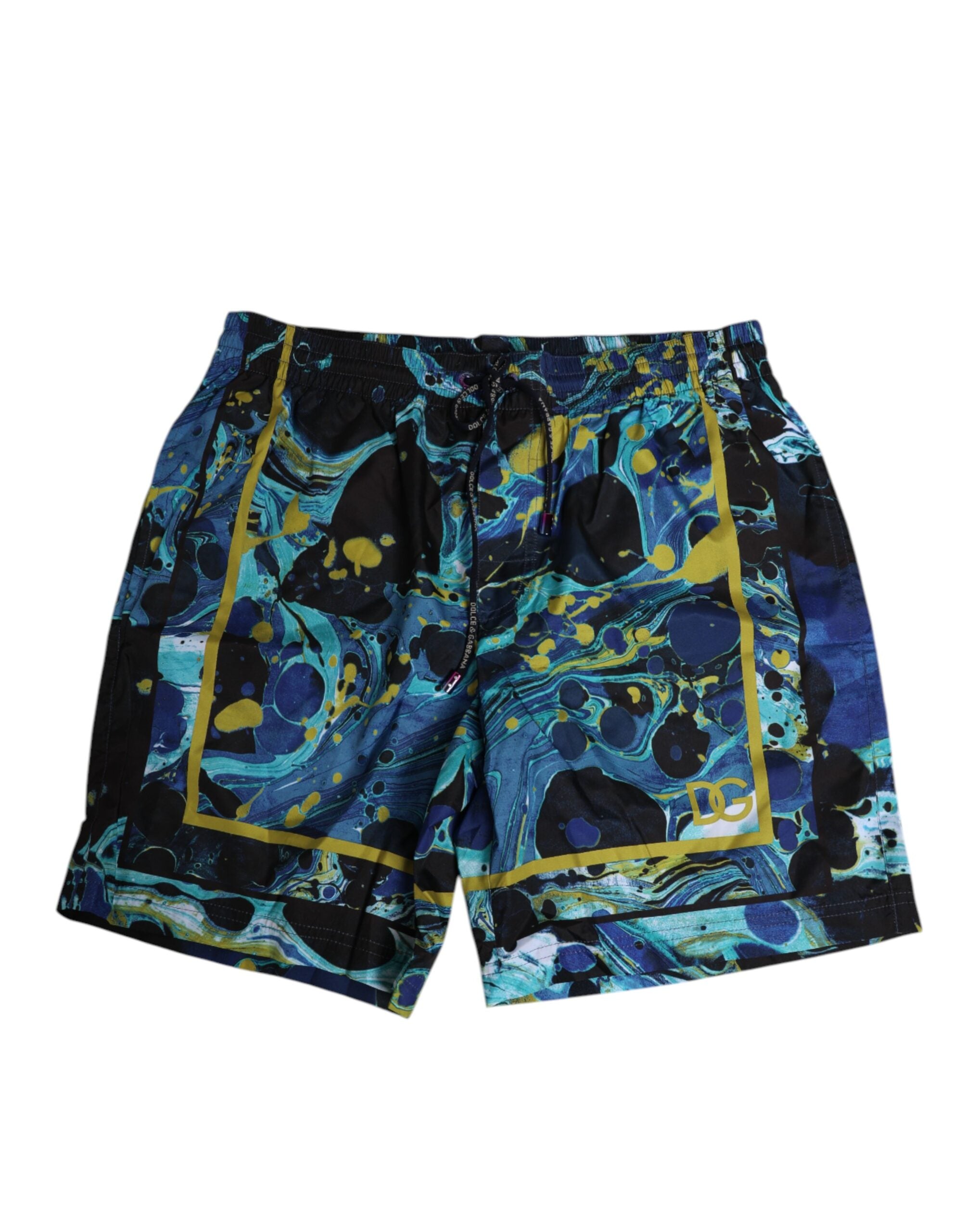 Dolce & Gabbana Blue Marble Print Logo Men Boxer Short Men's Swimwear