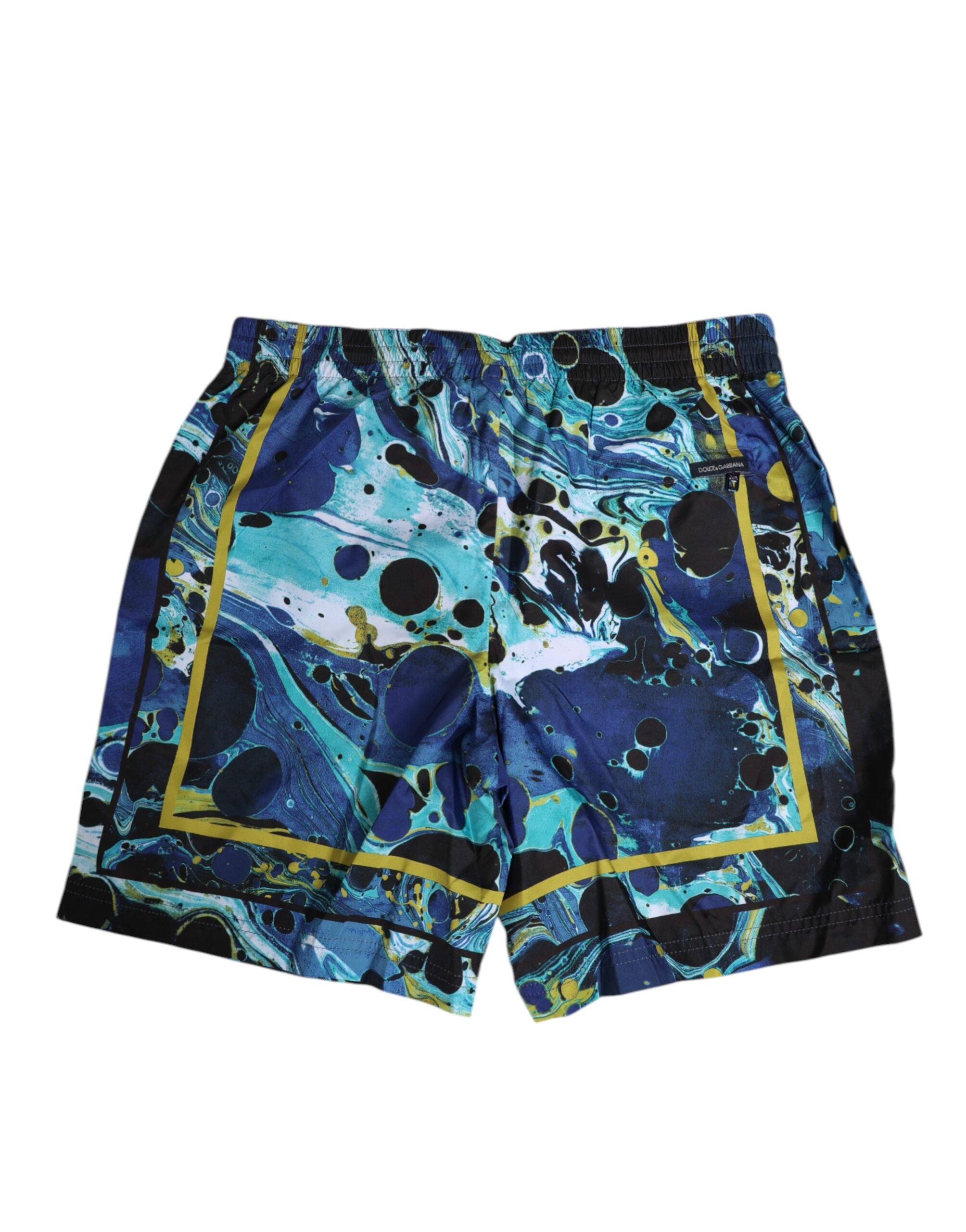 Dolce & Gabbana Blue Marble Print Logo Men Boxer Short Men's Swimwear
