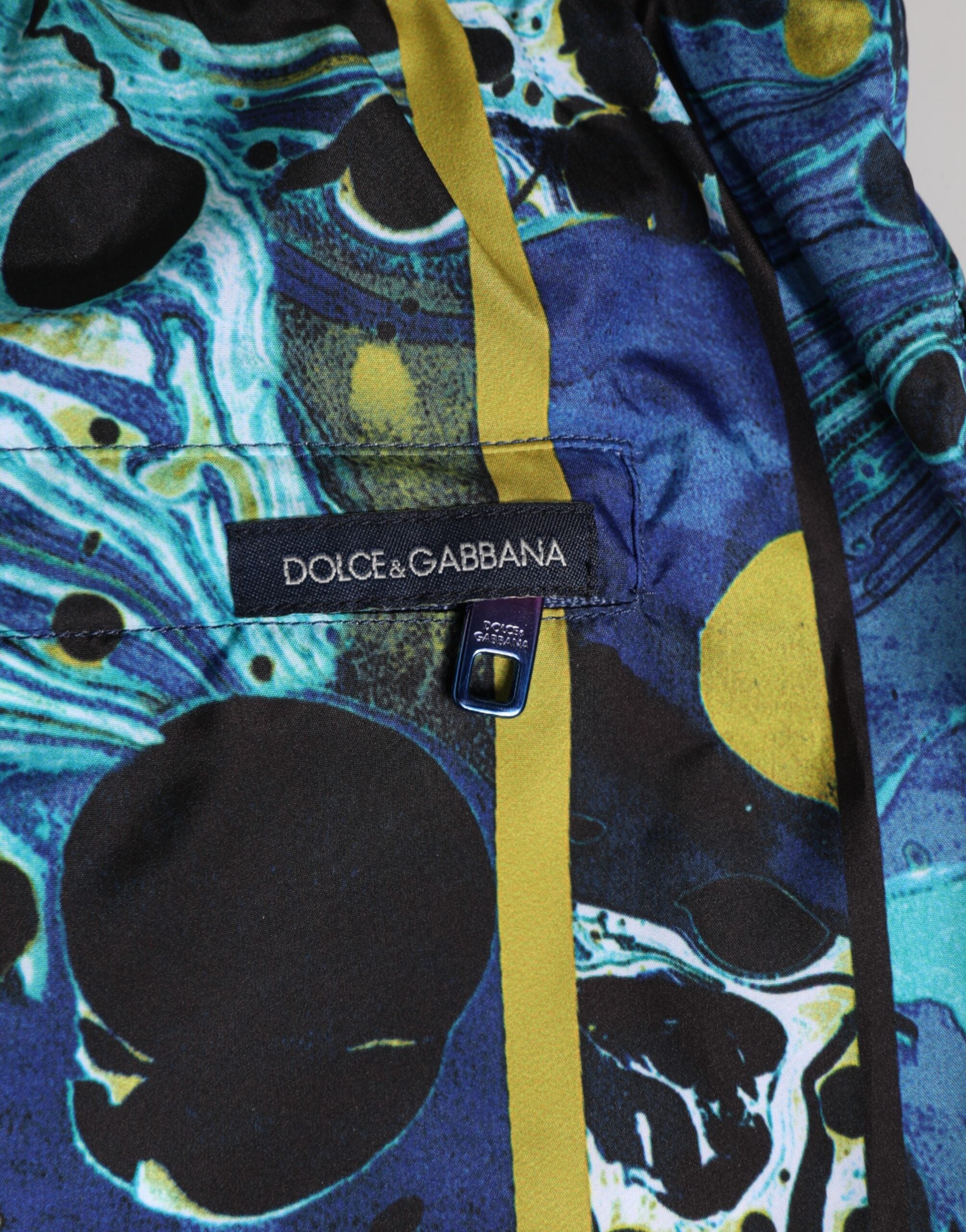 Dolce & Gabbana Blue Marble Print Logo Men Boxer Short Men's Swimwear