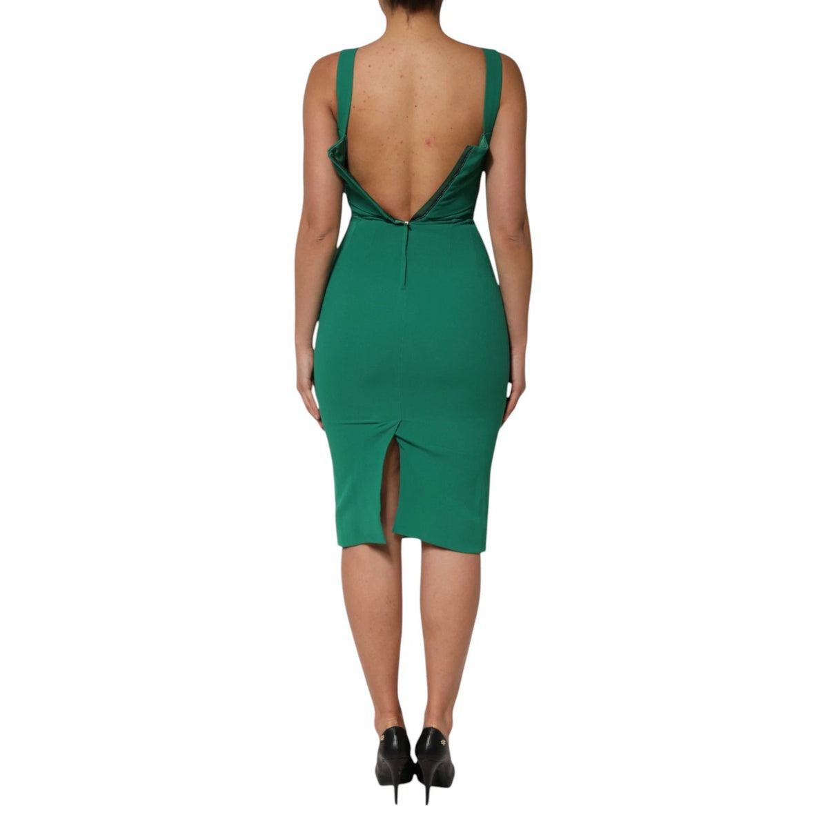 Dolce & Gabbana Dark Green Sleeveless Rayon Bodycon Women's Dress