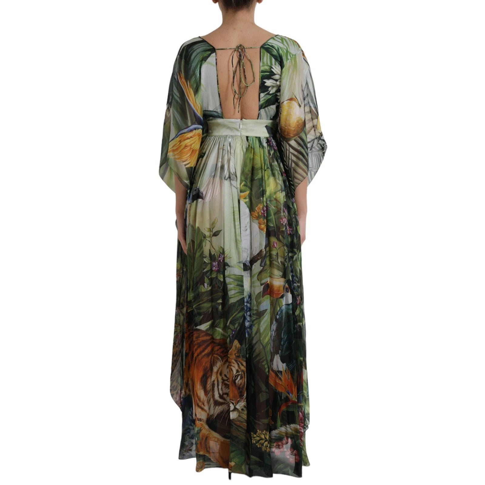 Dolce & Gabbana Multicolor Silk Jungle Print Women Maxi Women's Dress