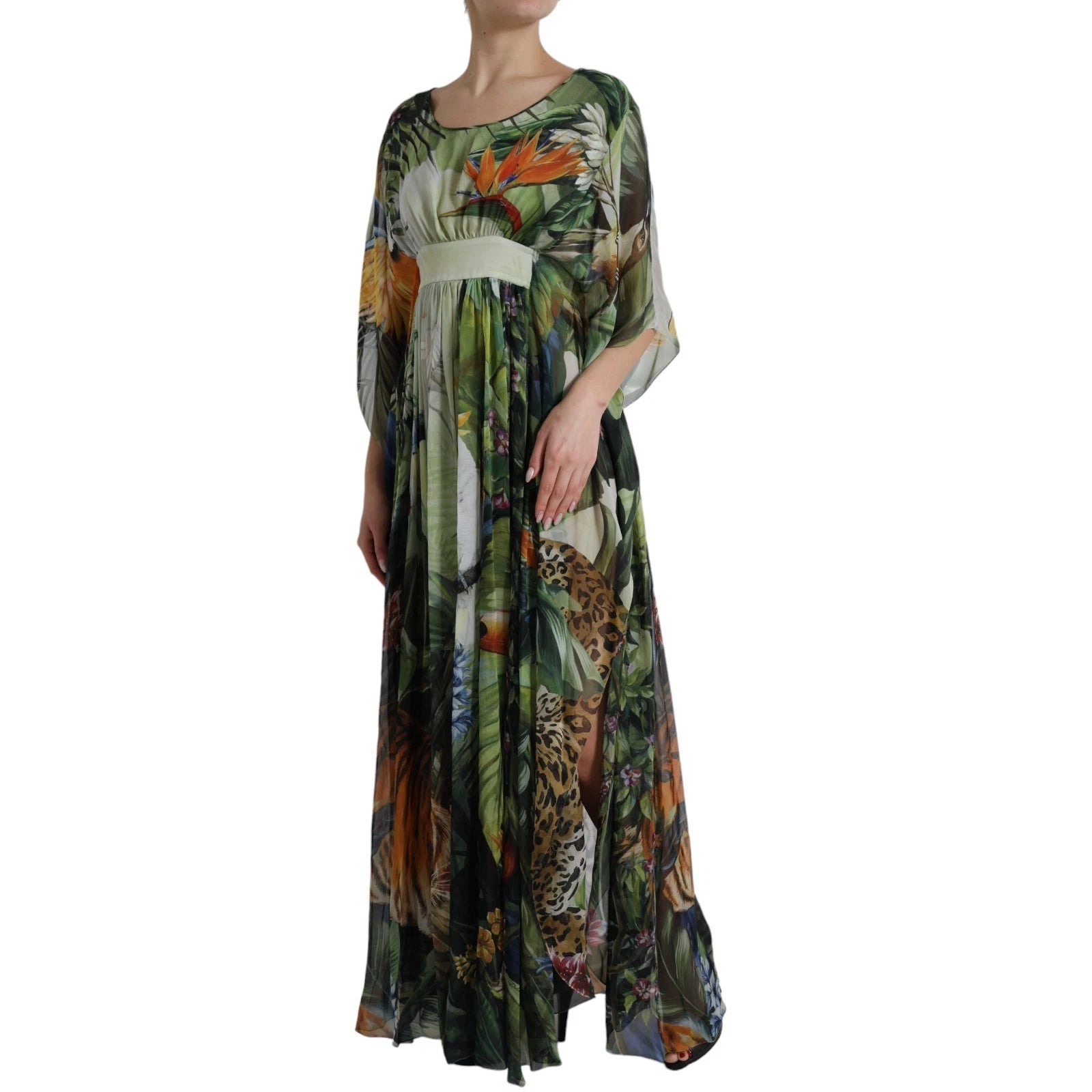 Dolce & Gabbana Multicolor Silk Jungle Print Women Maxi Women's Dress
