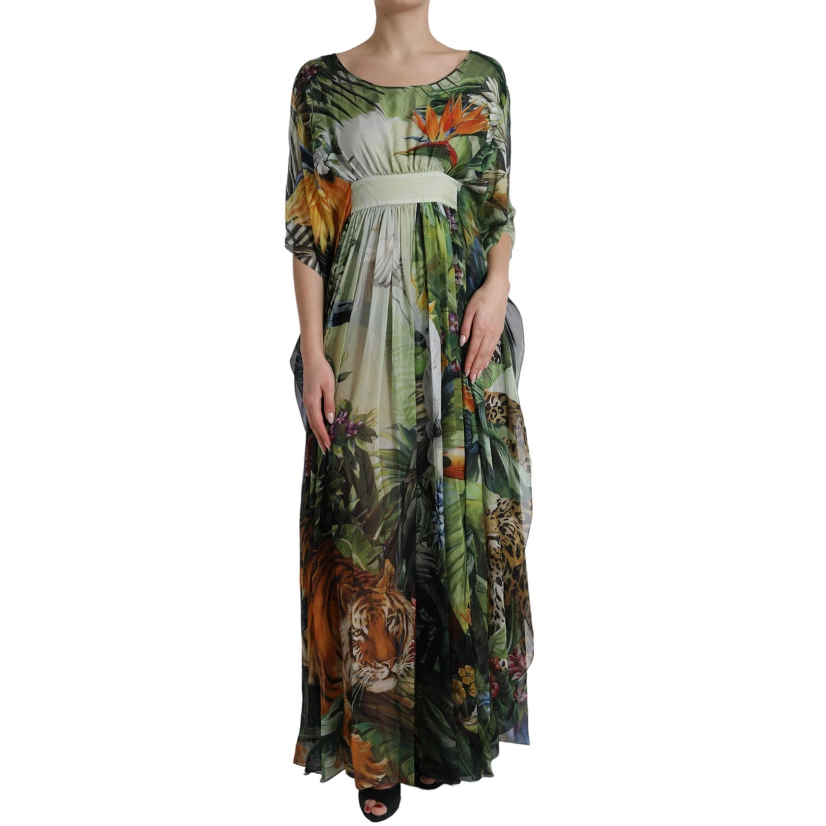 Dolce & Gabbana Multicolor Silk Jungle Print Women Maxi Women's Dress