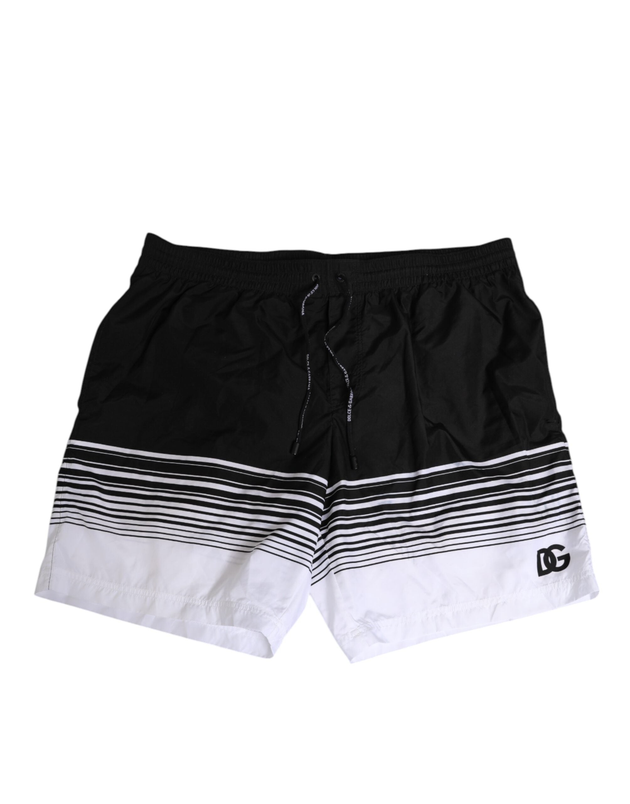 Dolce & Gabbana Black White Striped DG Logo Men Short Men's Swimwear (Pre-Owned)