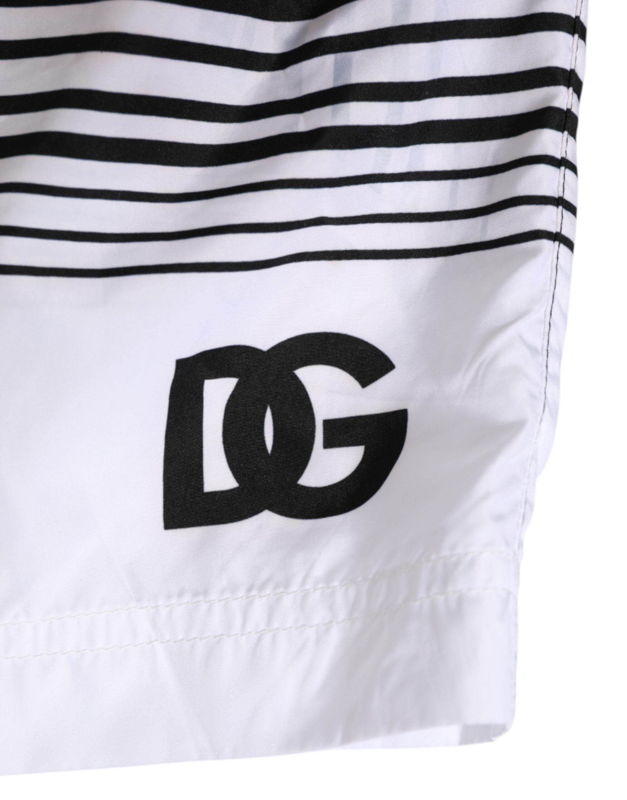 Dolce & Gabbana Black White Striped DG Logo Men Short Men's Swimwear (Pre-Owned)