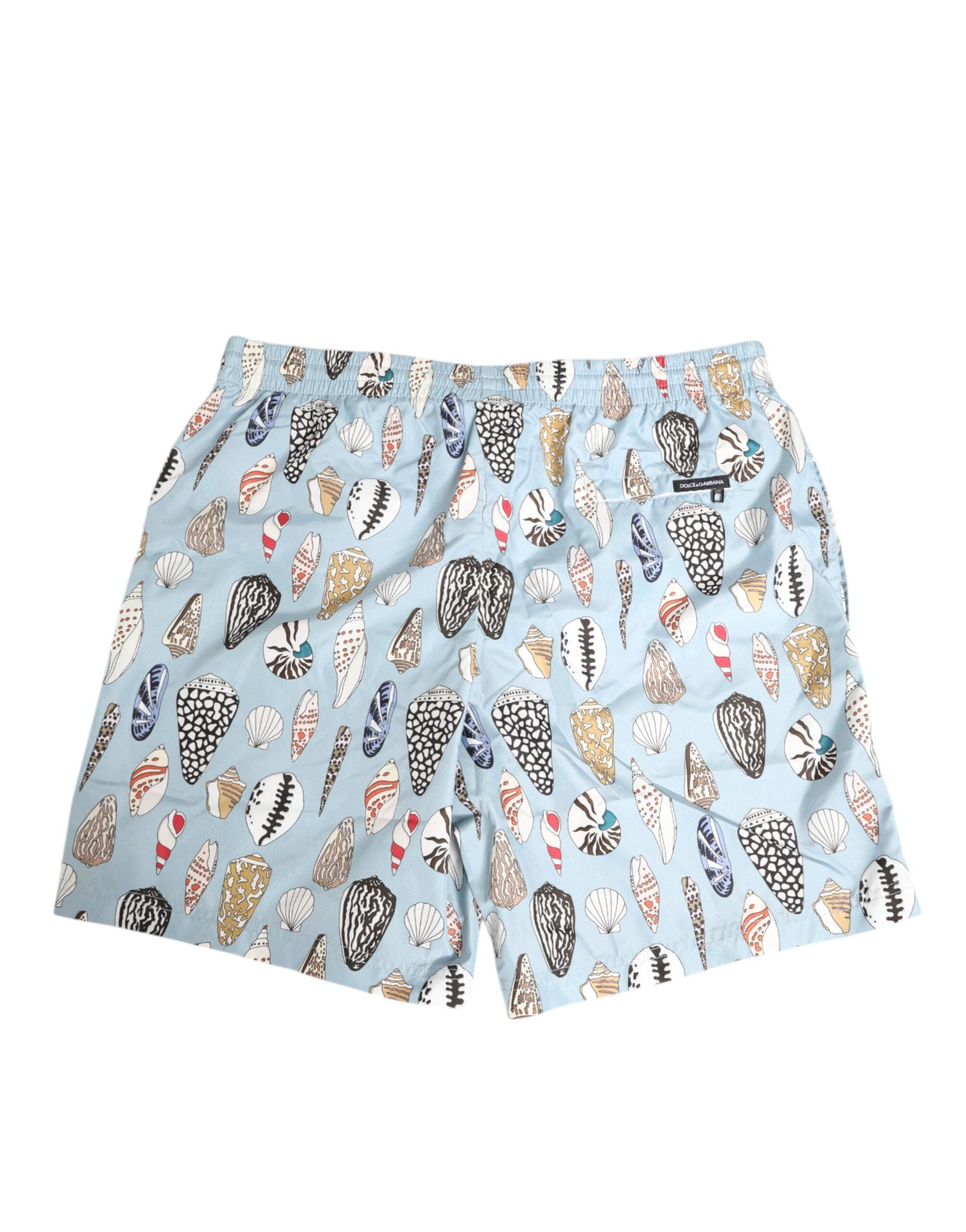 Dolce & Gabbana Blue Seashell Print Nylon Men Shorts Men's Swimwear