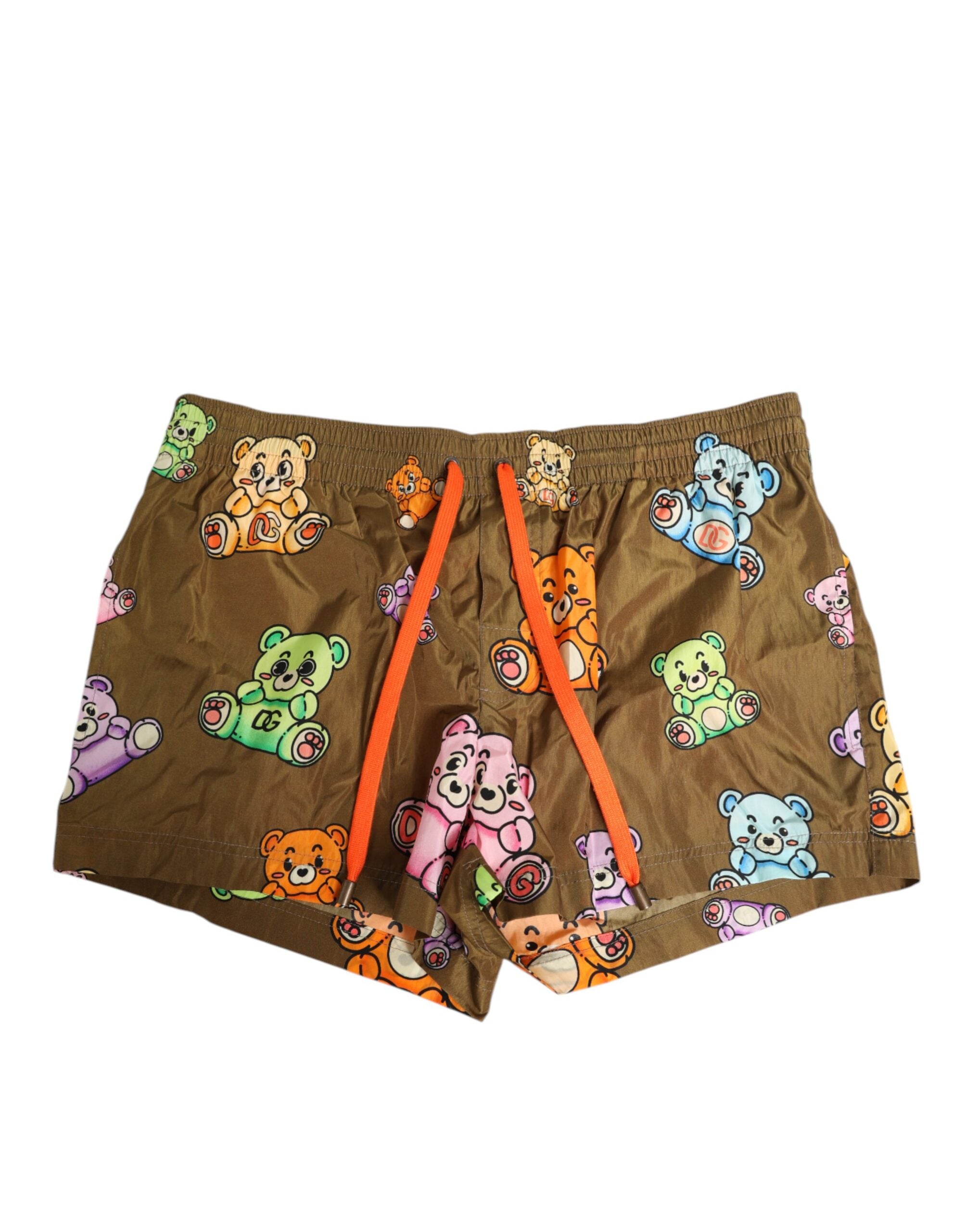 Dolce & Gabbana Brown Multicolor Teddy Bear Men Shorts Men's Swimwear