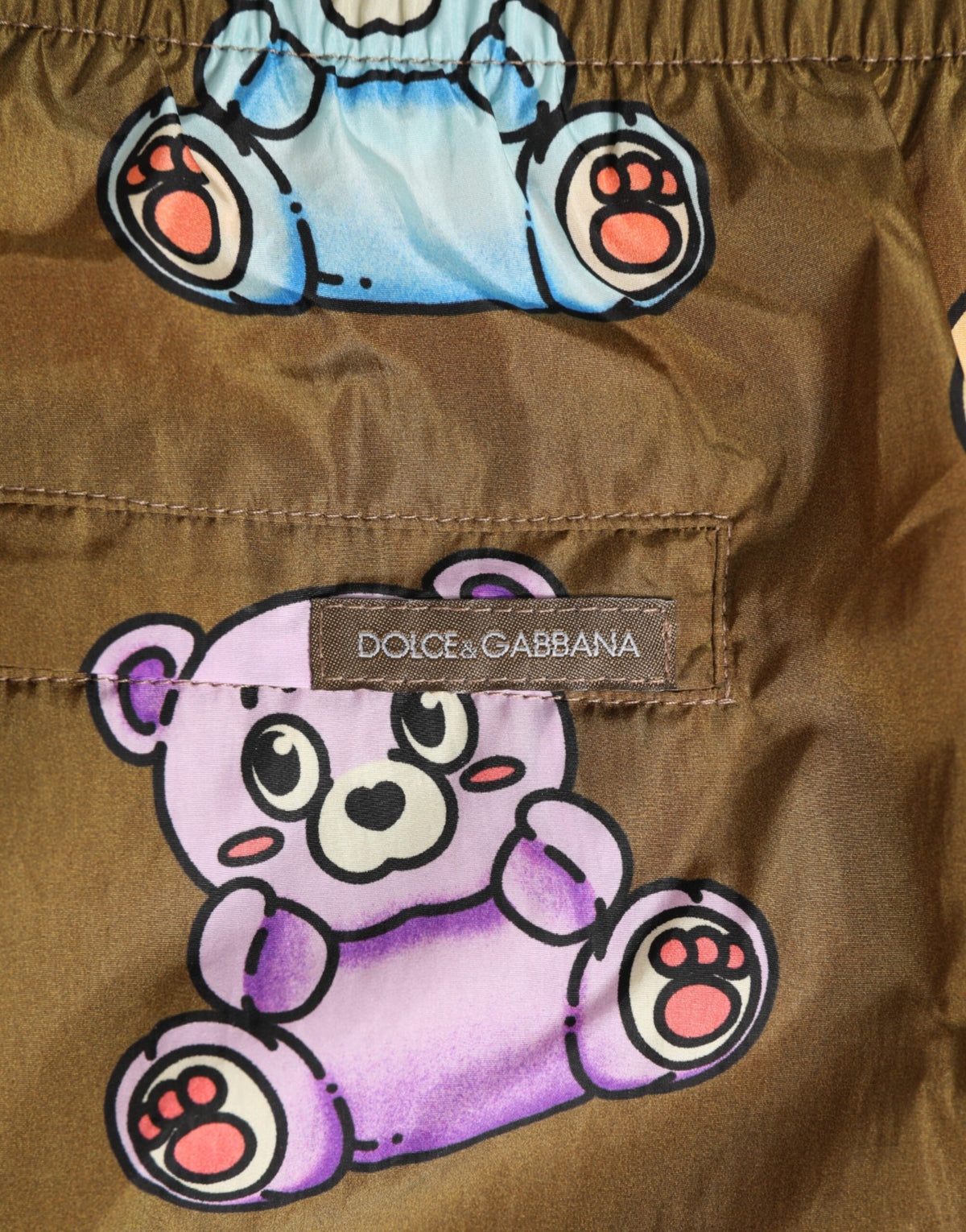 Dolce & Gabbana Brown Multicolor Teddy Bear Men Shorts Men's Swimwear