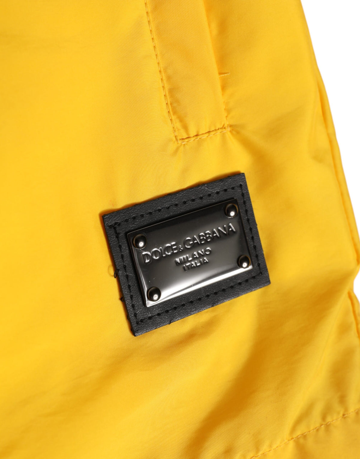 Dolce & Gabbana Yellow Nylon Logo Plaque Boxer Shorts Men's Swimwear