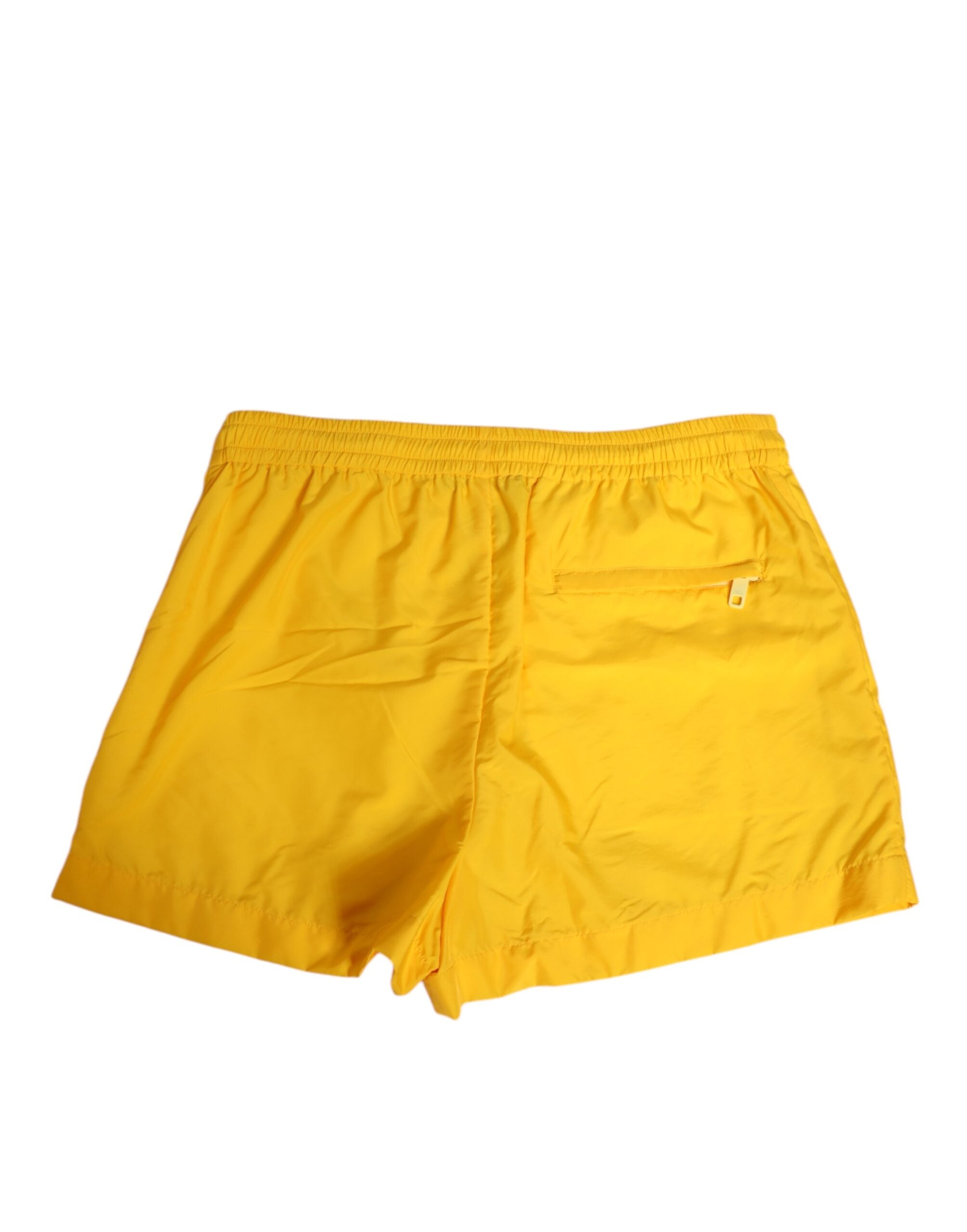 Dolce & Gabbana Yellow Nylon Logo Plaque Boxer Shorts Men's Swimwear