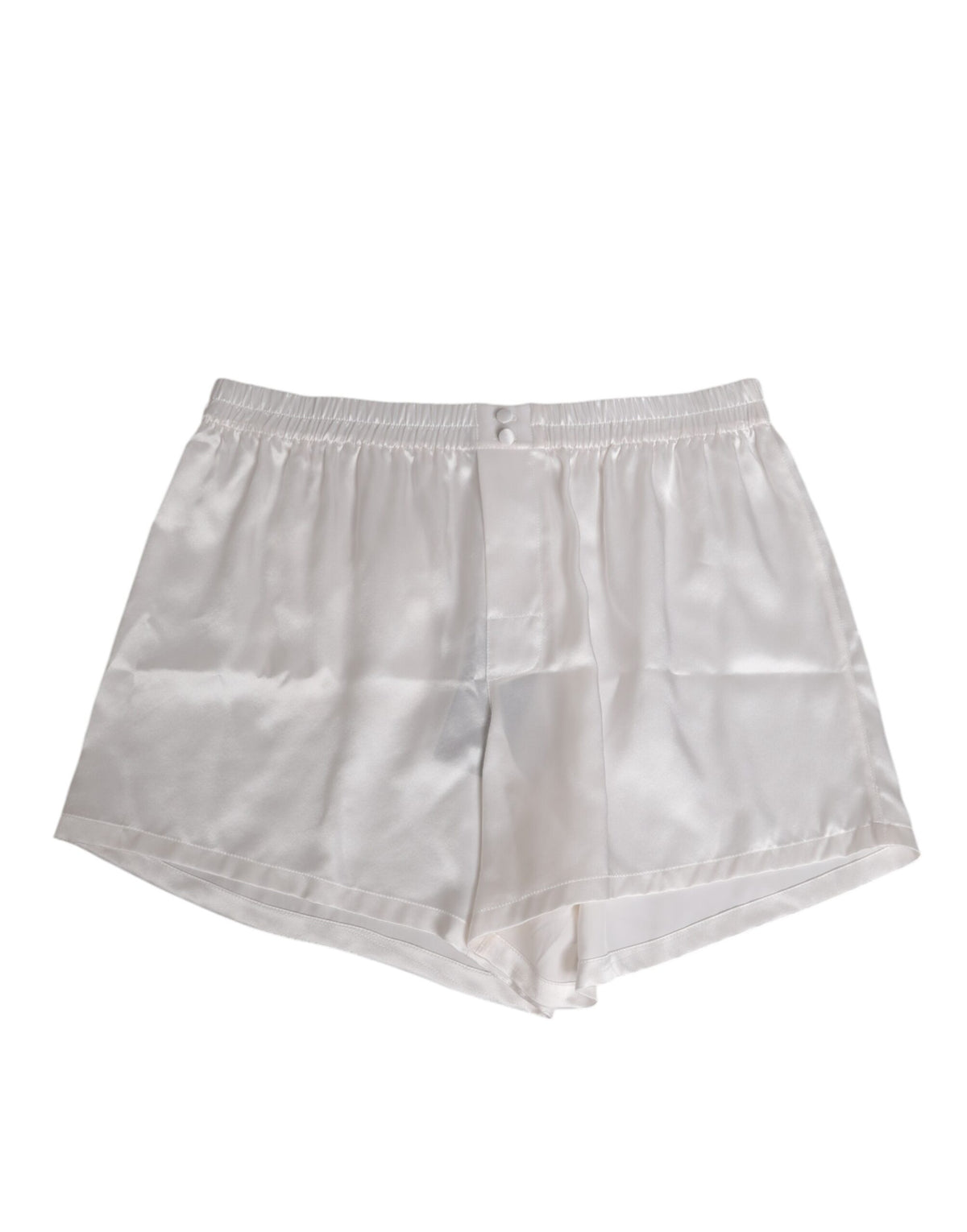 Dolce & Gabbana White Silk Satin Elastic Men Boxer Short Men's Swimwear