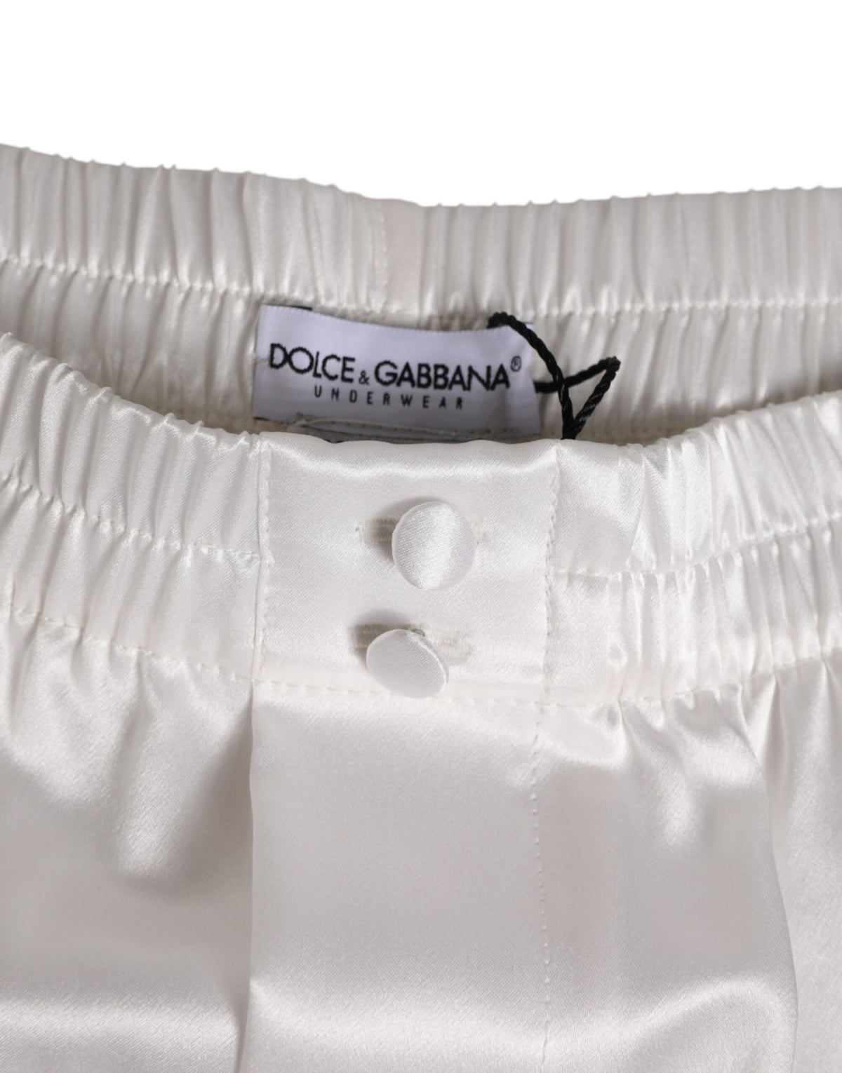 Dolce & Gabbana White Silk Satin Elastic Men Boxer Short Men's Swimwear