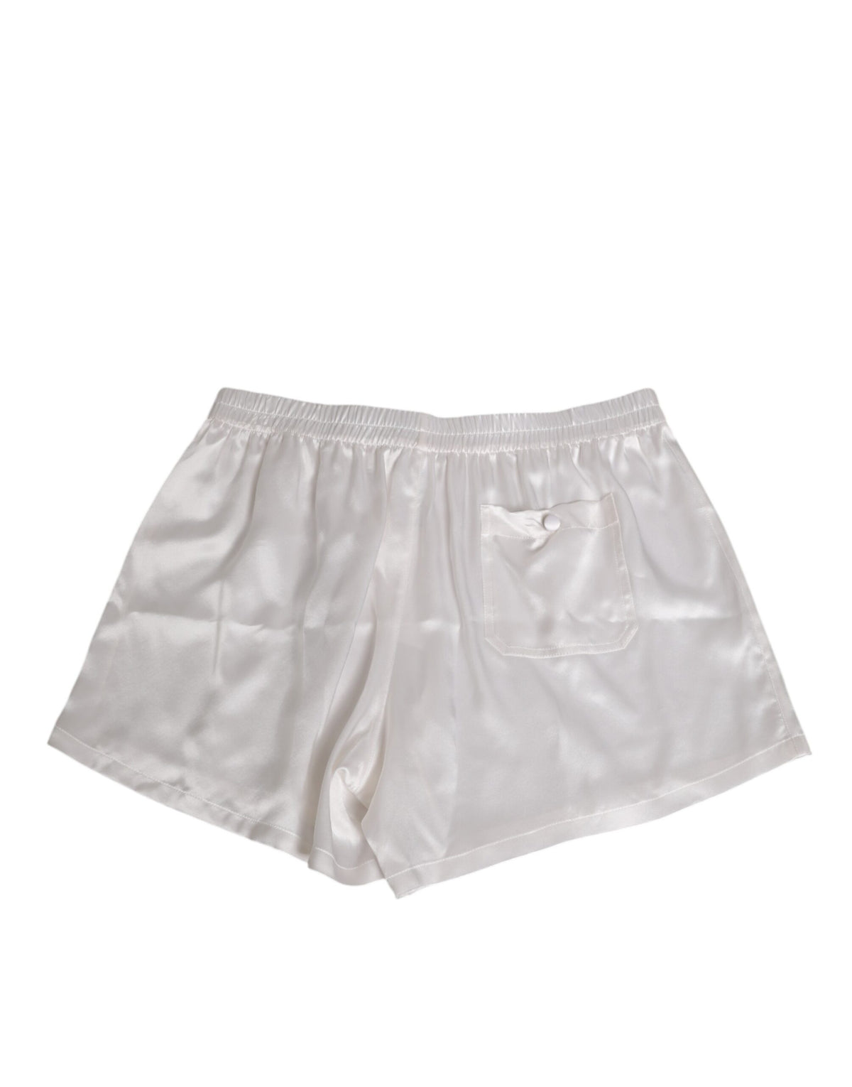 Dolce & Gabbana White Silk Satin Elastic Men Boxer Short Men's Swimwear