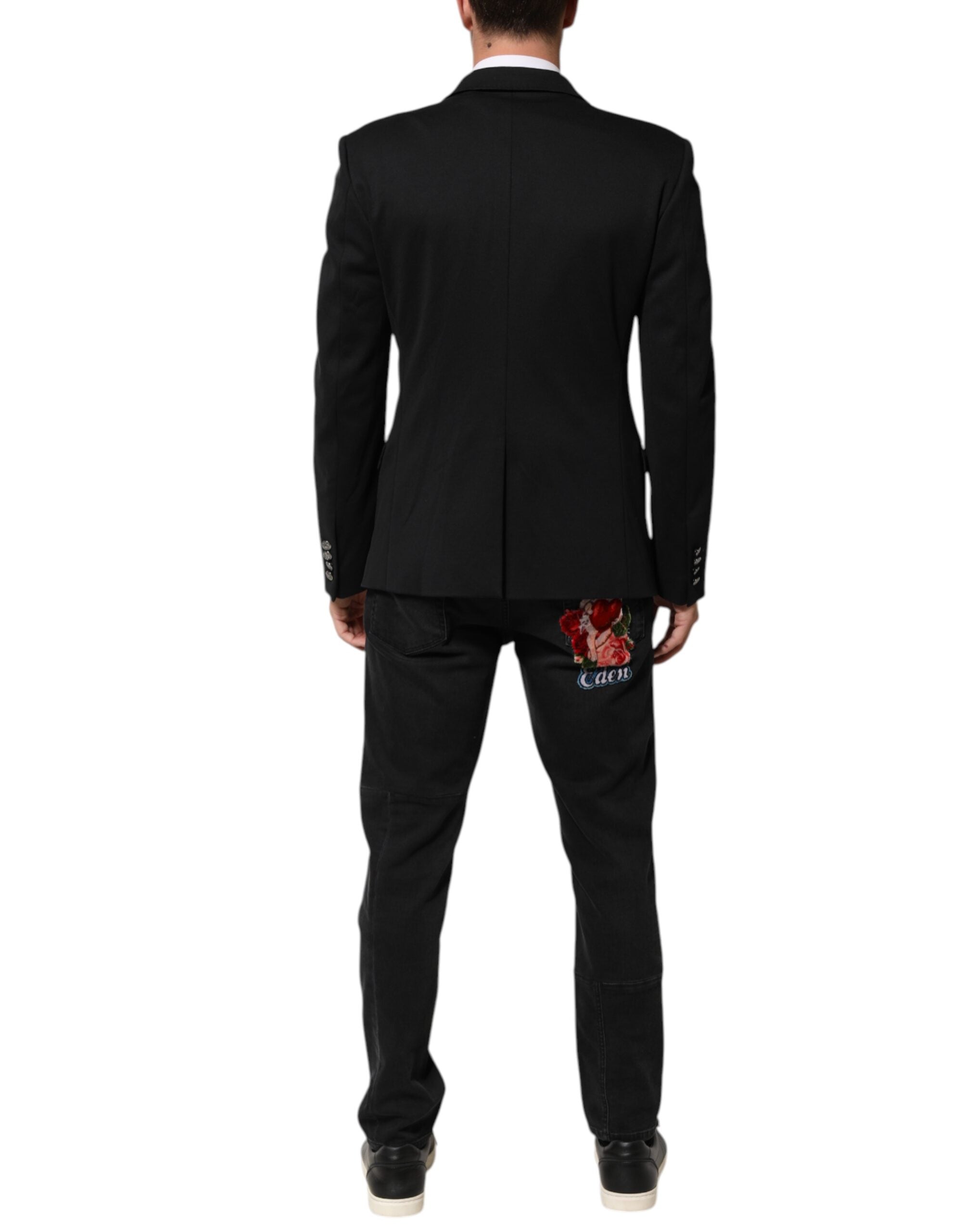 Dolce & Gabbana Dark Blue Cotton Men Jacket Coat Blazer Men's Suit