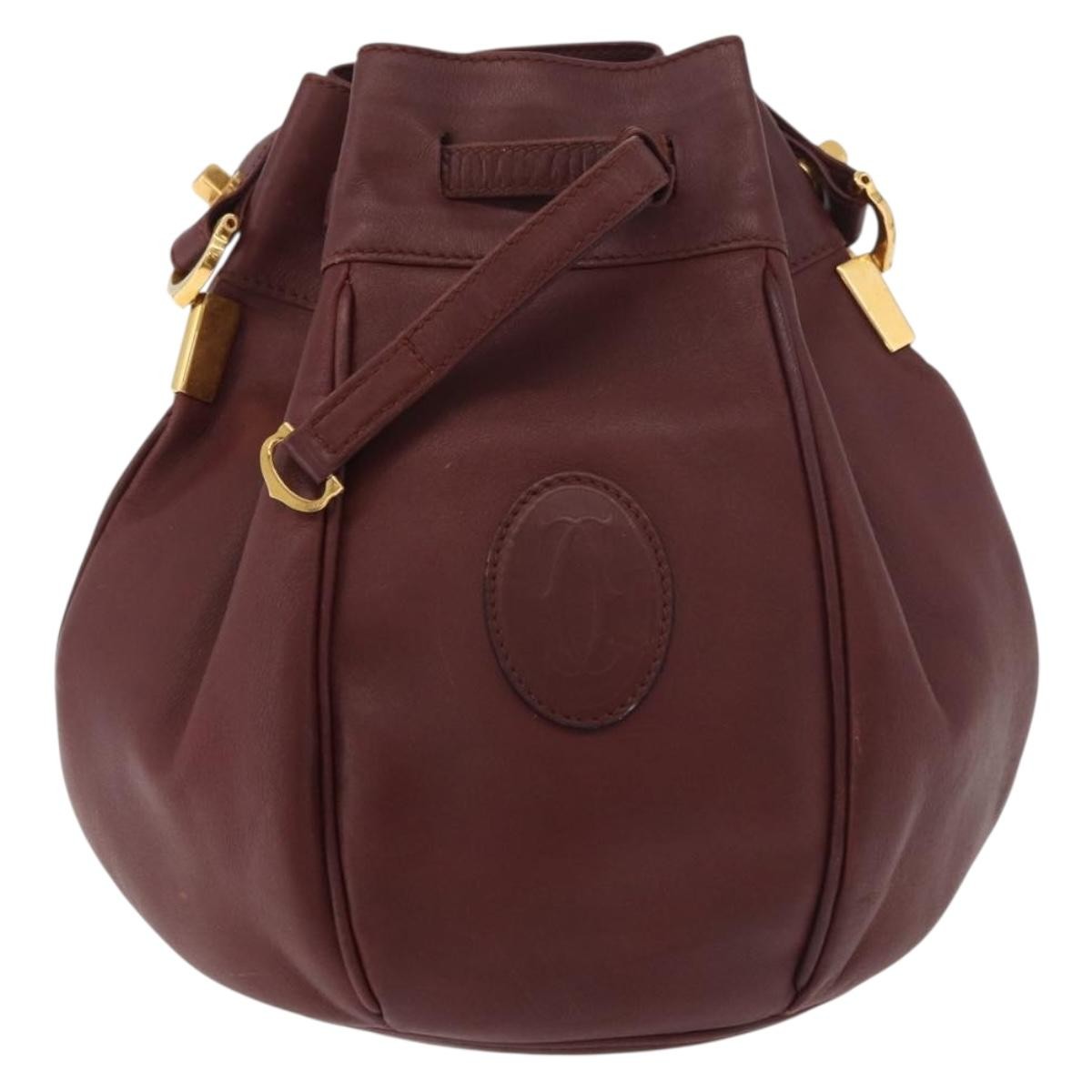 Cartier Must De Cartier Leather Burgundy Leather Shoulder Bag Bag (Pre-Owned)