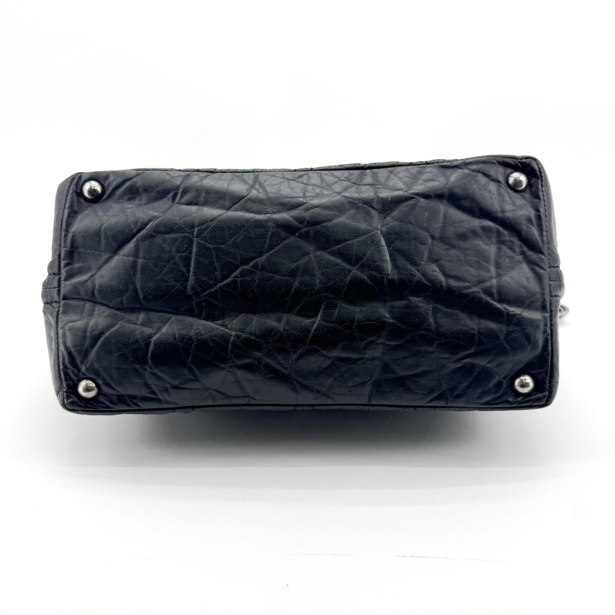 Chanel Cc Crave Quilted Glazed Caviar Black Leather Tote Bag Bag (Pre-Owned)
