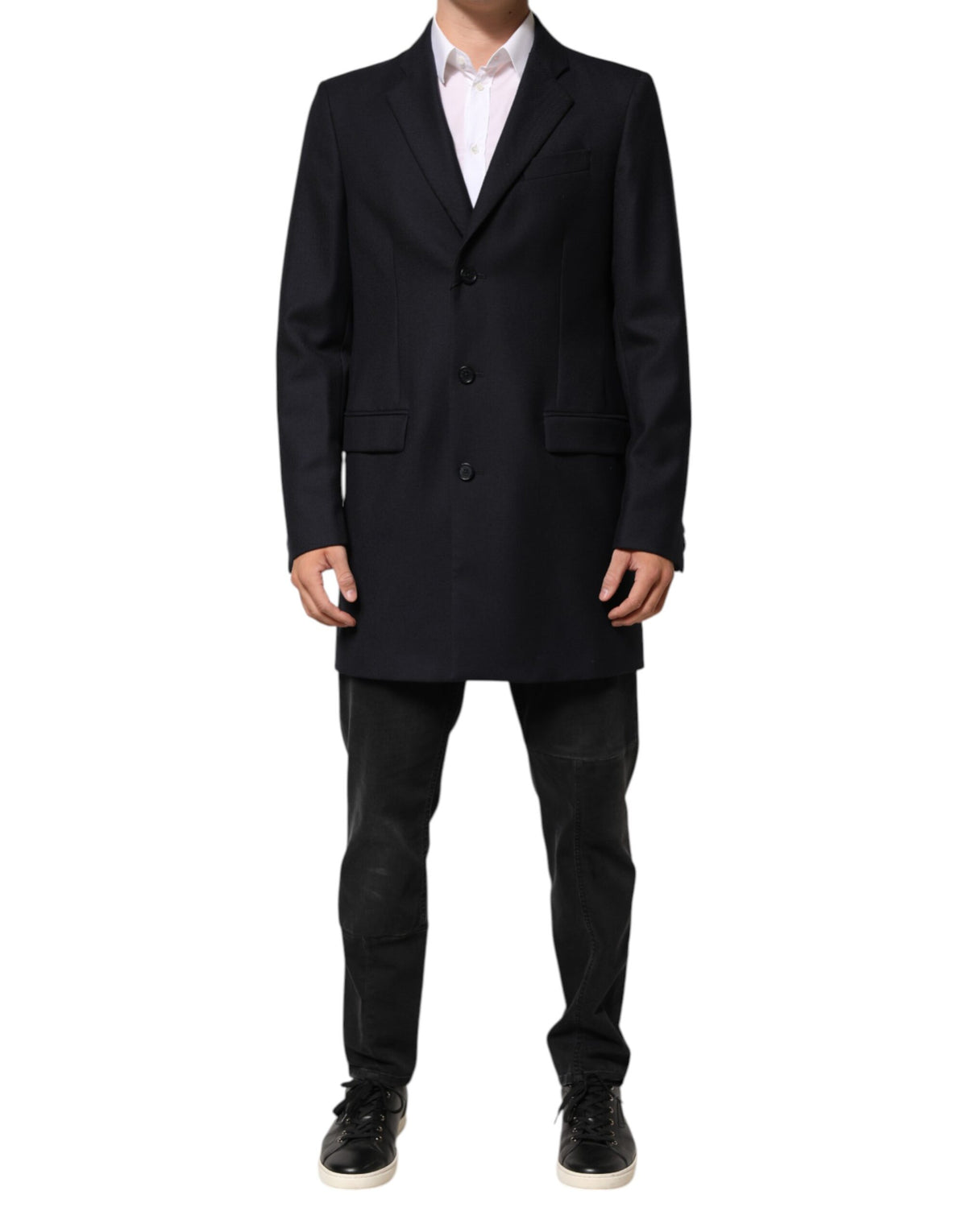 Dolce & Gabbana Dark Blue Wool Men Jacket Coat Blazer Men's Suit