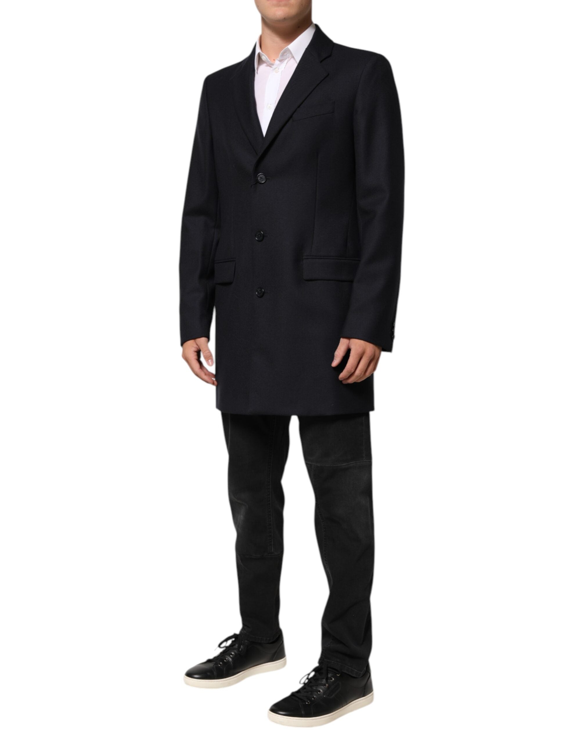 Dolce & Gabbana Dark Blue Wool Men Jacket Coat Blazer Men's Suit