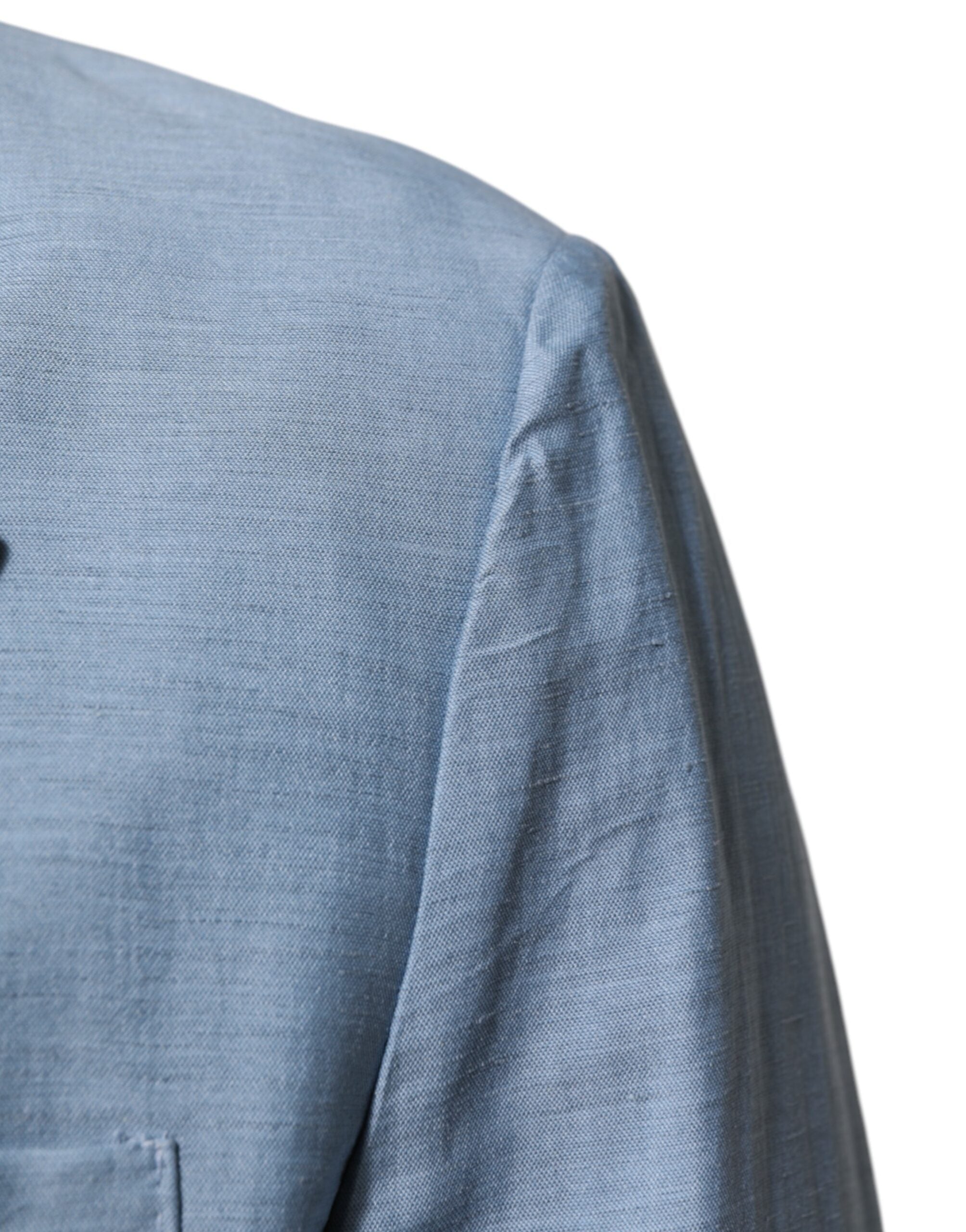 Dolce & Gabbana Light Blue Linen Double Breasted Men Jacket Men's Blazer