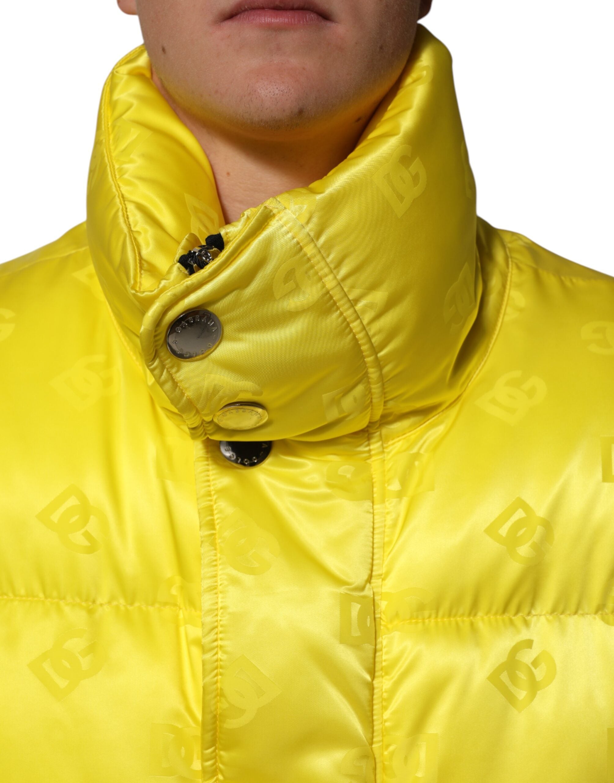 Dolce & Gabbana Yellow Nylon Logo Puffer Bomber Men Men's Jacket (Pre-Owned)