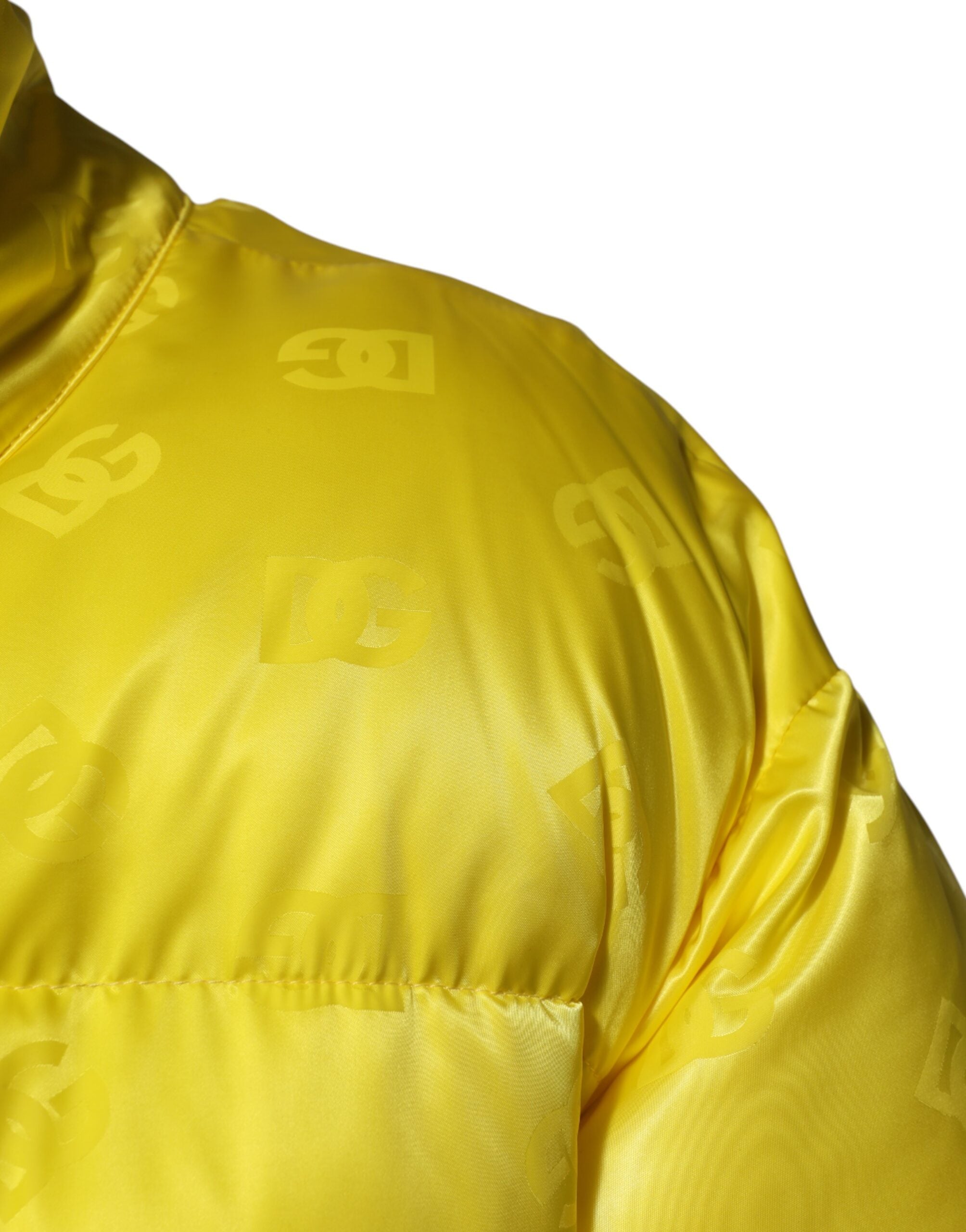 Dolce & Gabbana Yellow Nylon Logo Puffer Bomber Men Men's Jacket (Pre-Owned)