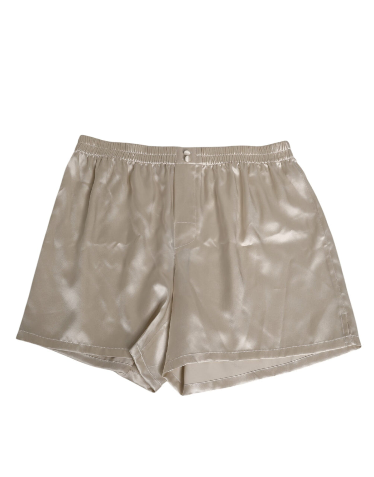 Dolce & Gabbana Beige Silk Satin Elastic Men Boxer Short Men's Swimwear