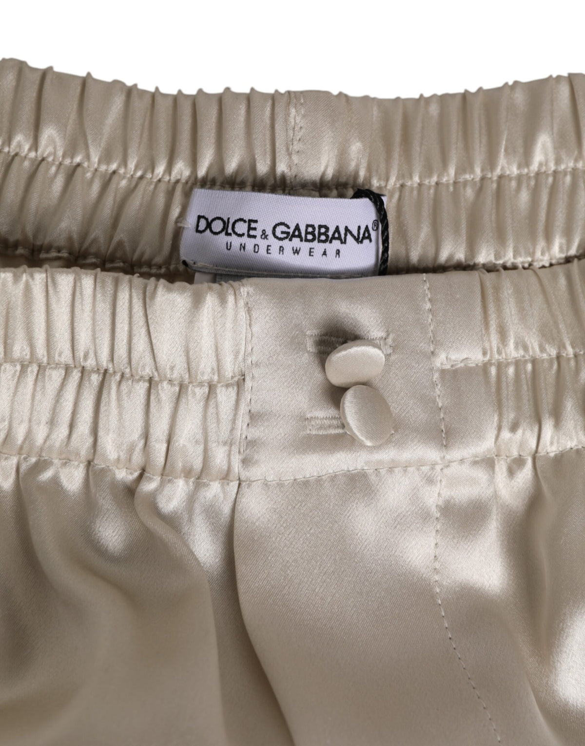 Dolce & Gabbana Beige Silk Satin Elastic Men Boxer Short Men's Swimwear