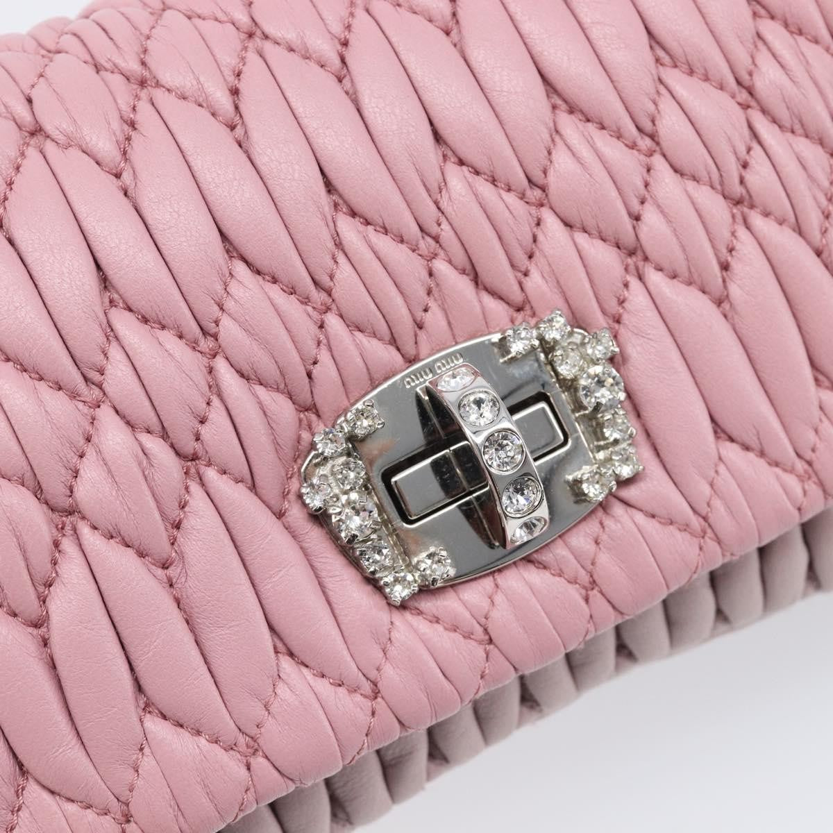 Miu Miu Crystal 2Way Matelasse Leather Pink Leather Clutche & Pouche Bag (Pre-Owned)