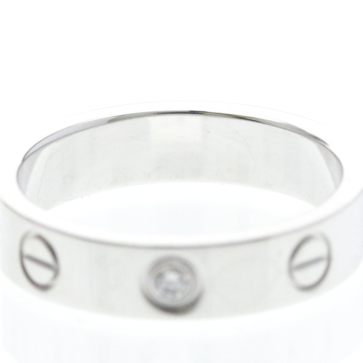 Cartier Love 1 Diamond Band White Gold And Diamond Silver White_Gold Ring Jewelry (Pre-Owned)